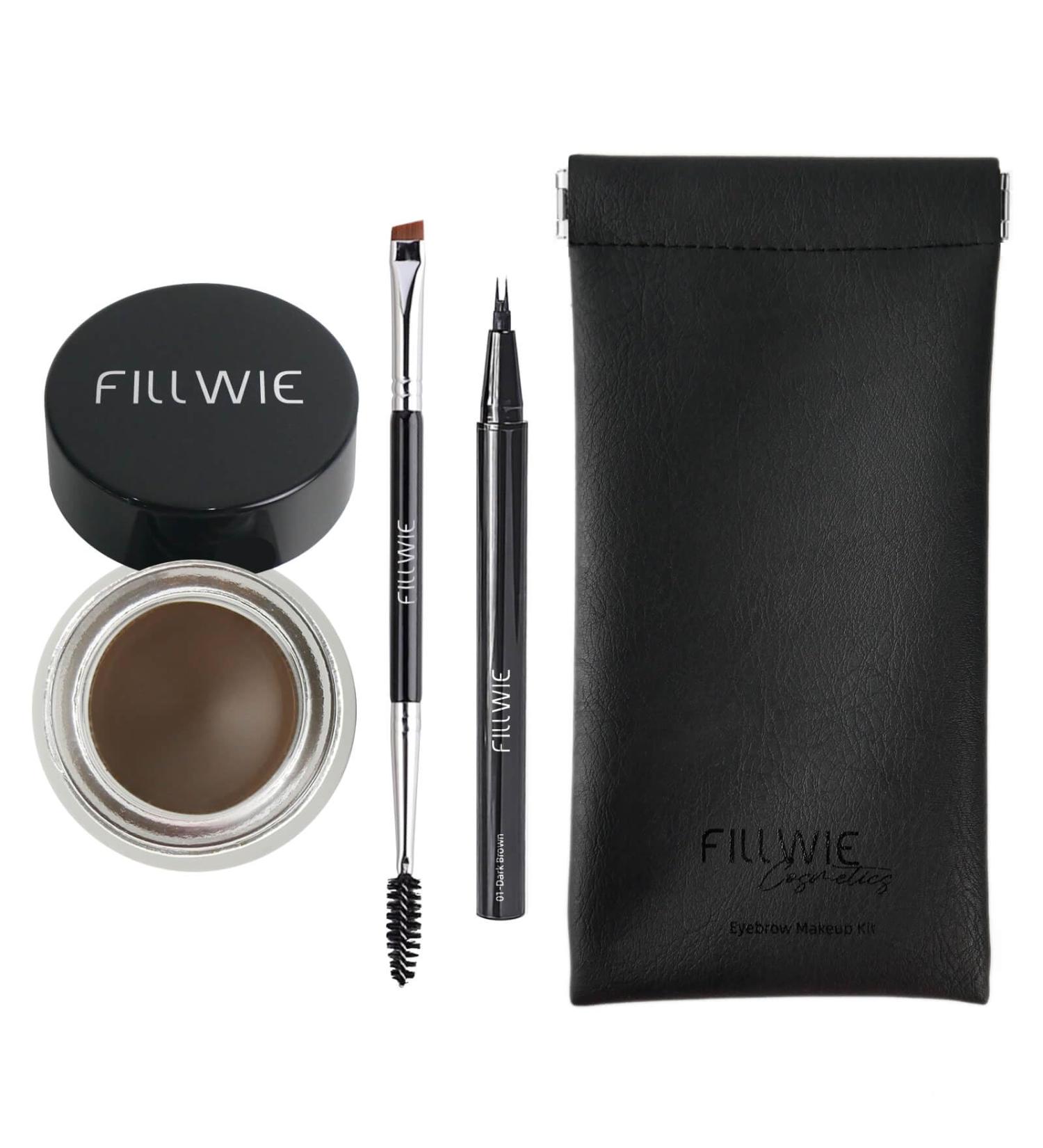 Buy Eyebrow Pomade Stamp | Microblading Liquid Pen Kit | Dark Brown Eyebrow Kit with Spoolie Brush & Travel Pouch - Fast International Shipping - Buy Online on GoSupps.com