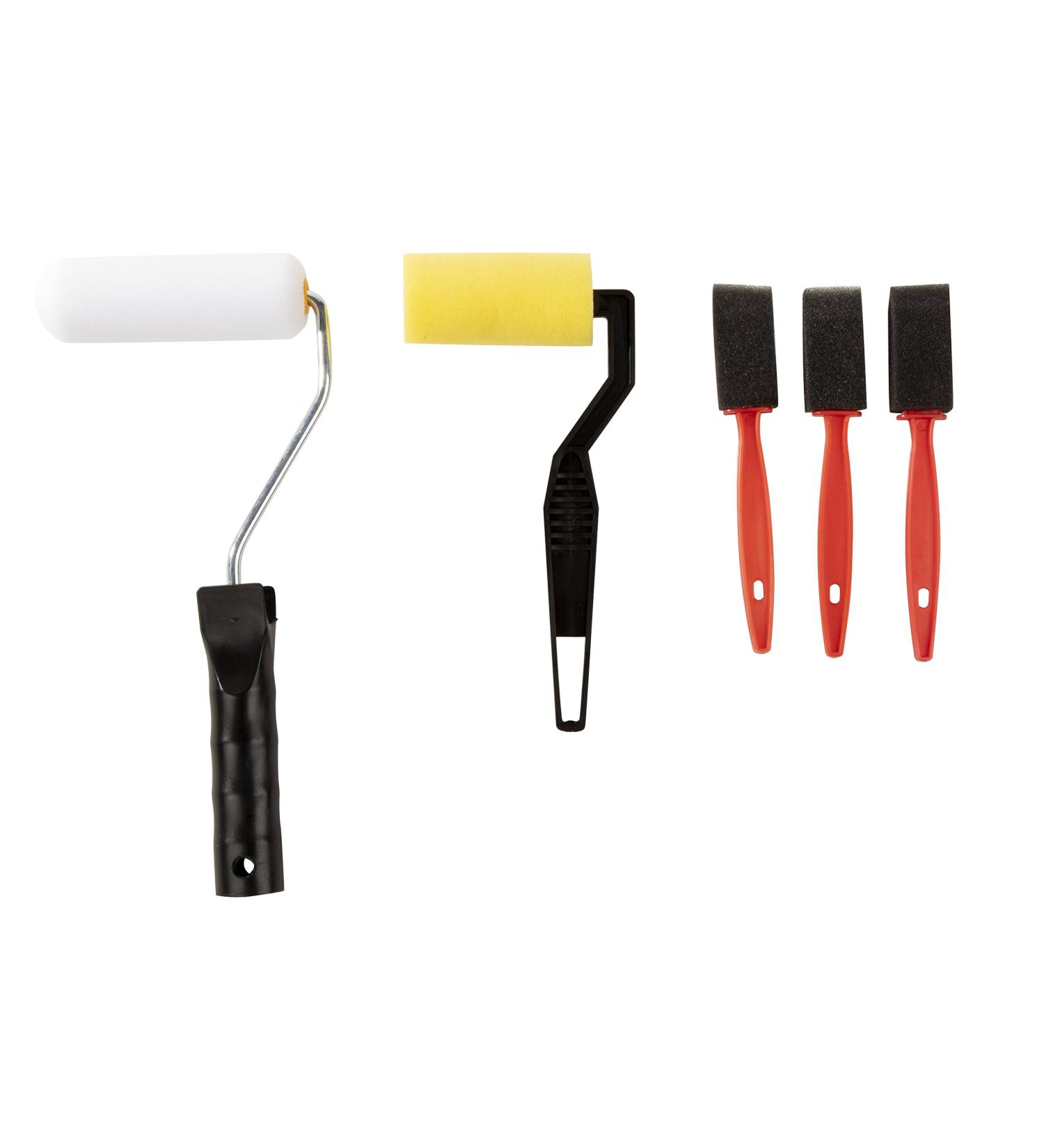 Juvale 5-Piece Foam Paint Brush Set with Plastic Handle - Ideal for Art, Wall Paintings and Trim - Sponge Brush and Foam Roller Combo - Buy Online on GoSupps.com