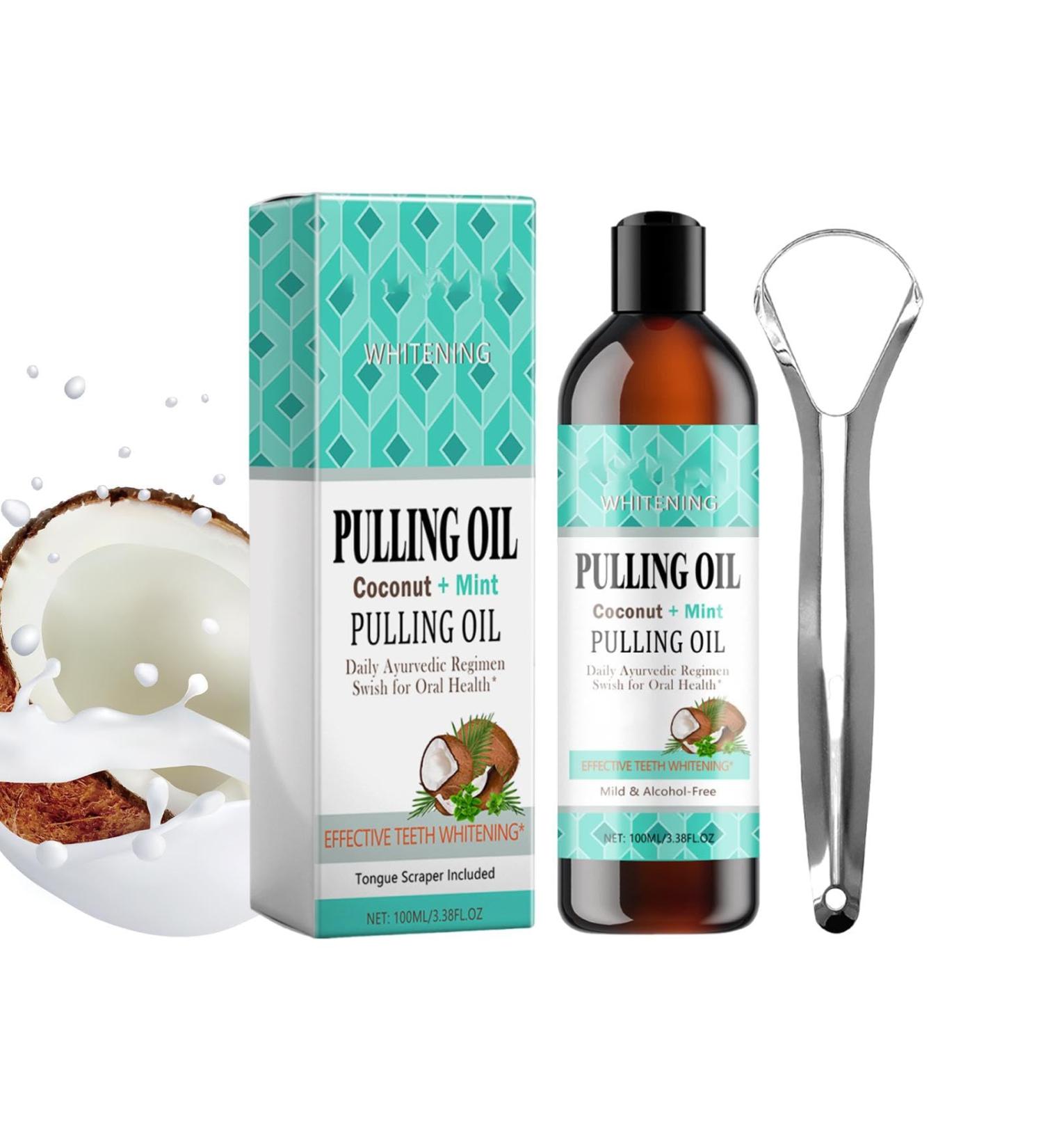  Generisch Natural Skin Lightening Coconut Oil - 100ml - Coconut and Peppermint Mouth Oil - With Tongue Scraper - Buy Online on GoSupps.com