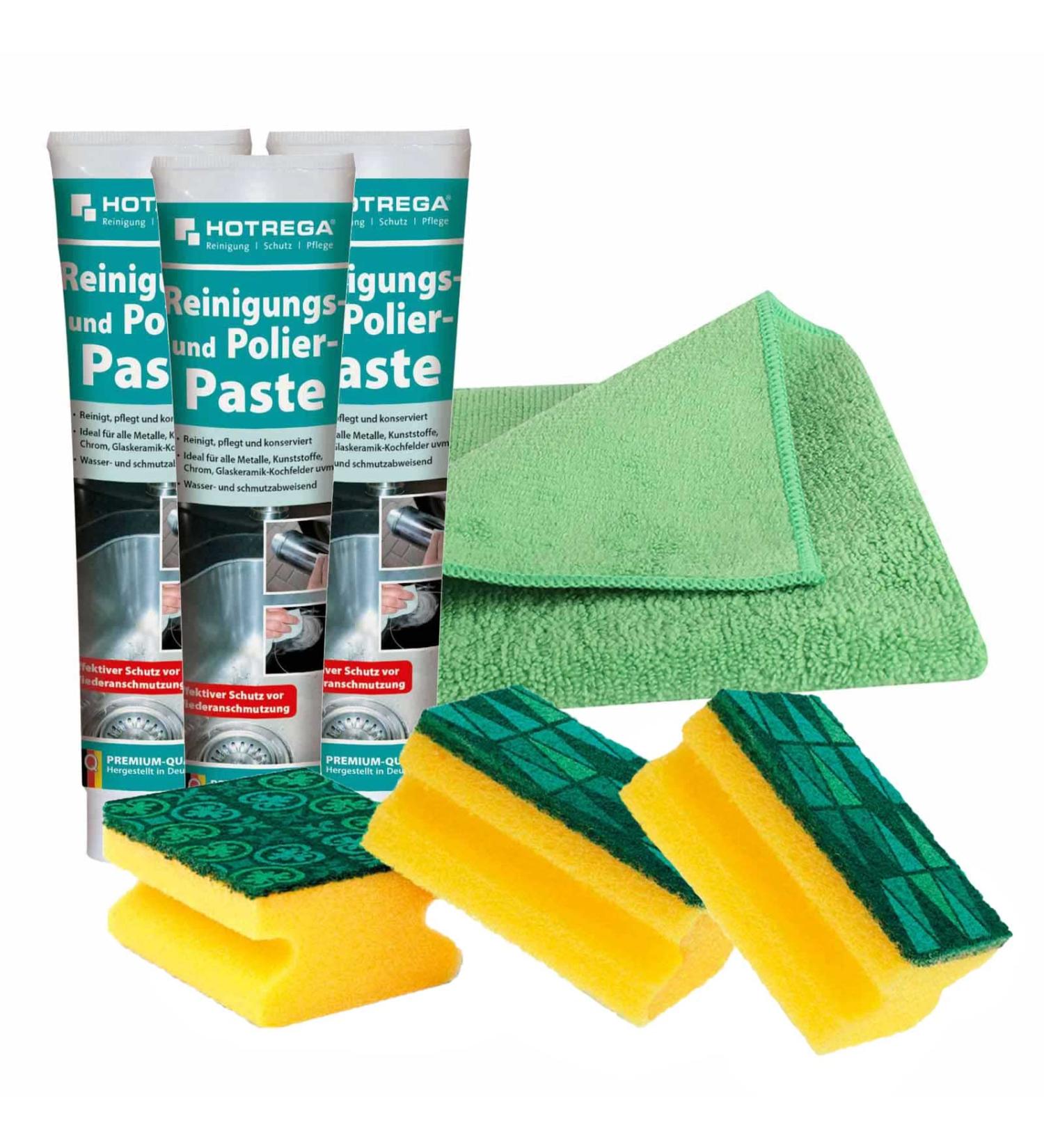 Buy HOTREGA Cleaning & Polishing Paste 125ml - 3x 125ml with Sponges & Microfiber Cloth | International Shipping Available - Buy Online on GoSupps.com