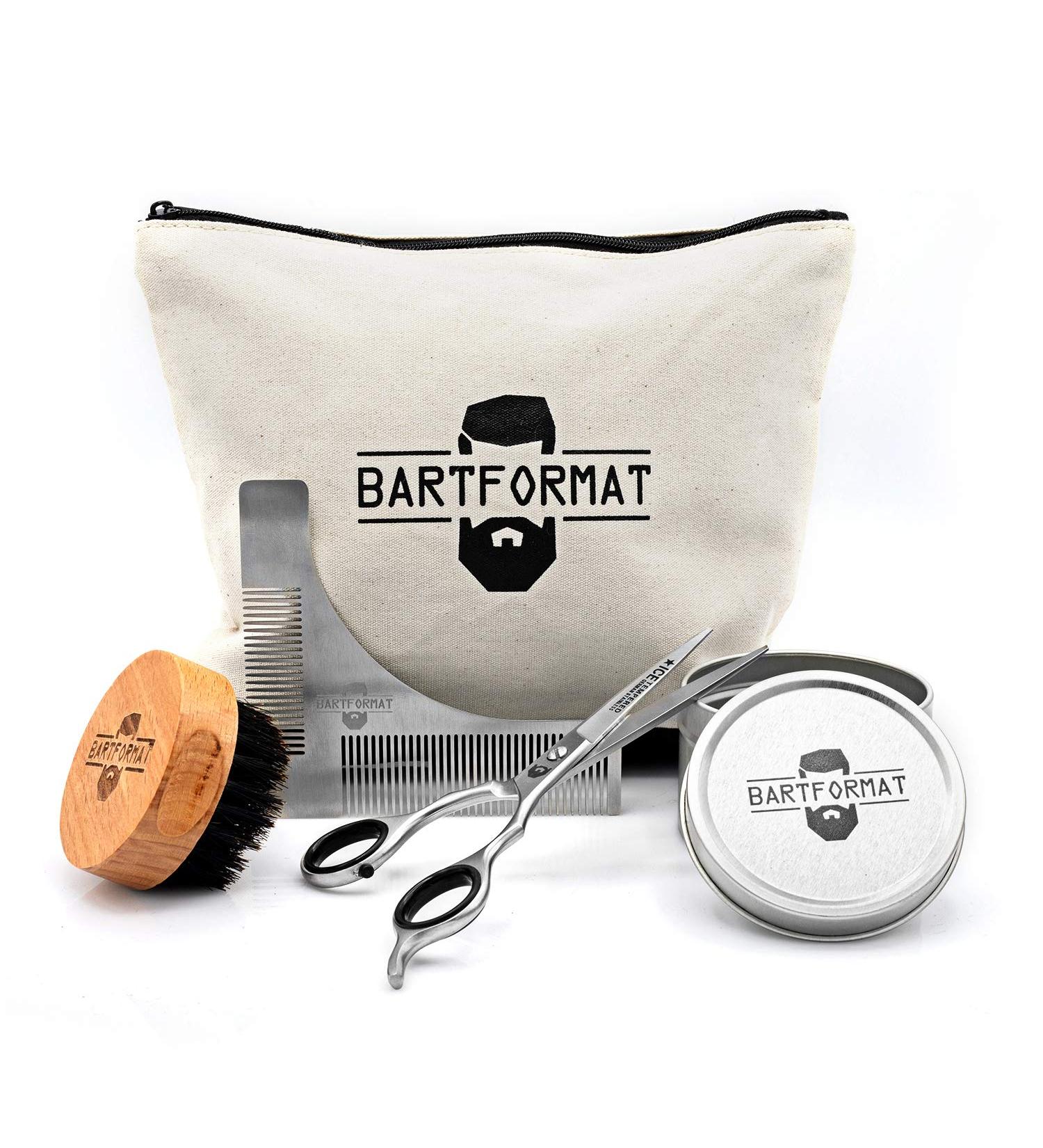 Buy Bart 4-Part Beard Care Set | XL Scissors Shaving Stencil Brush & Bag | Premium Daily Grooming Gift for Men - Buy Online on GoSupps.com