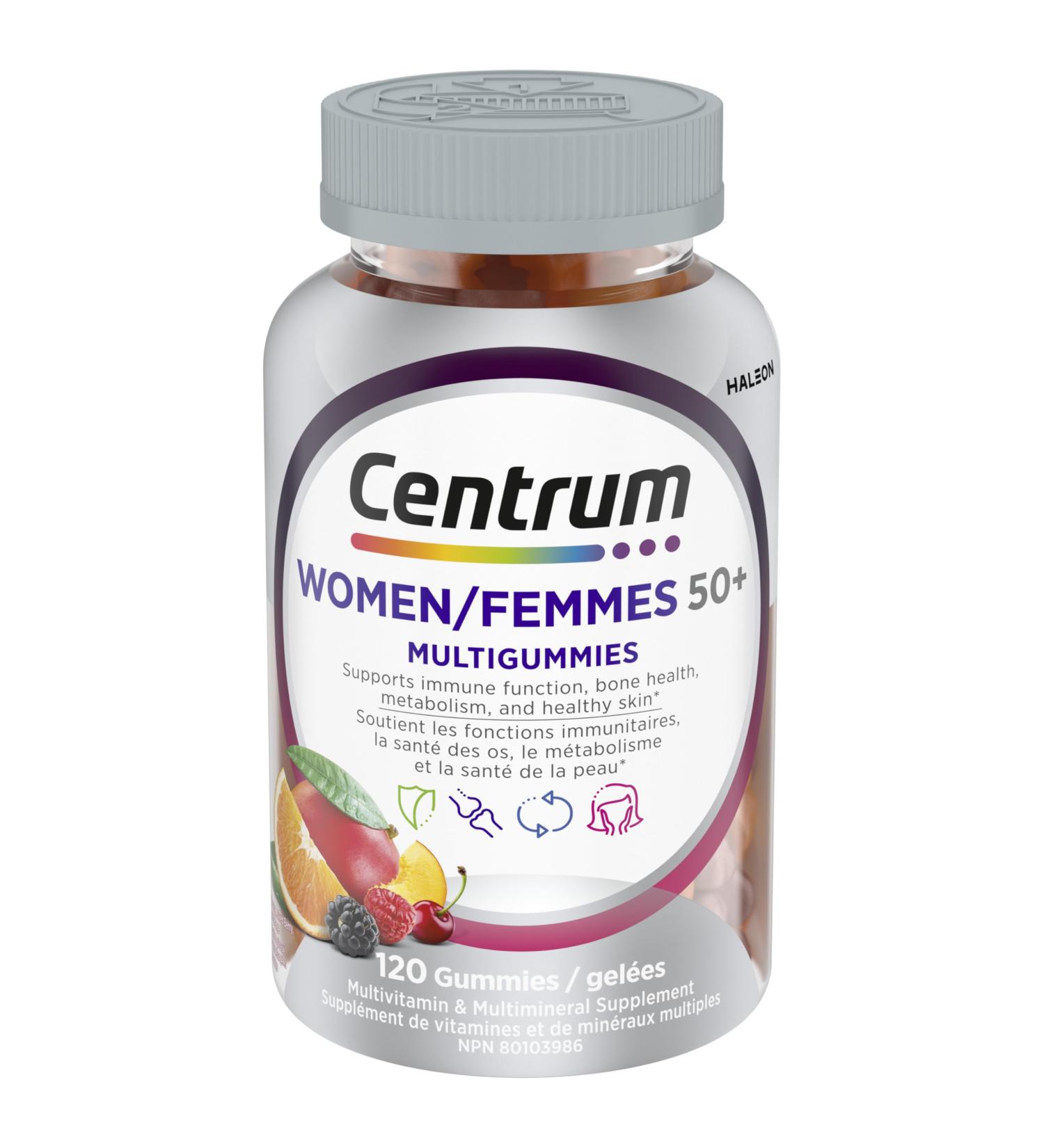 Centrum Women 50 Plus MultiGummies Multivitamins/Minerals Gummies for Women 50+ Cherry Berry and Orange Flavours 120 Gummies (Packaging May Vary) Berry Cherry Orange 130 count (Pack of 1) - Buy Online on GoSupps.com
