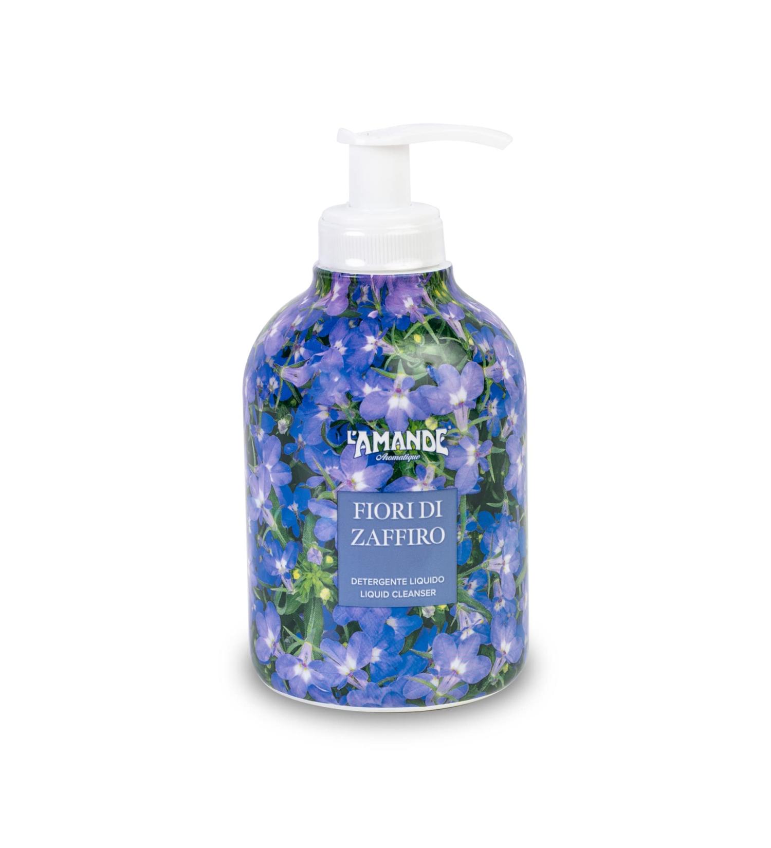 L'Amande ALMOND - Fresh and gentle liquid hand and body soap for you green nourishing shower gel with almonds and caramel hand soap and natural shower - sapphire flowers 300ml