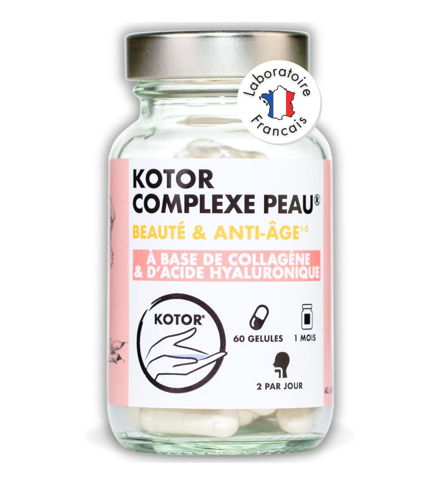 KOTOR Skin Complex | Marine Collagen + Hyaluronic Acid | Anti Wrinkles Anti Aging Smooth and Firming Skin | + Vitamin C + Selenium | 60 Capsules | Vegan | Made in France - Buy Online on GoSupps.com
