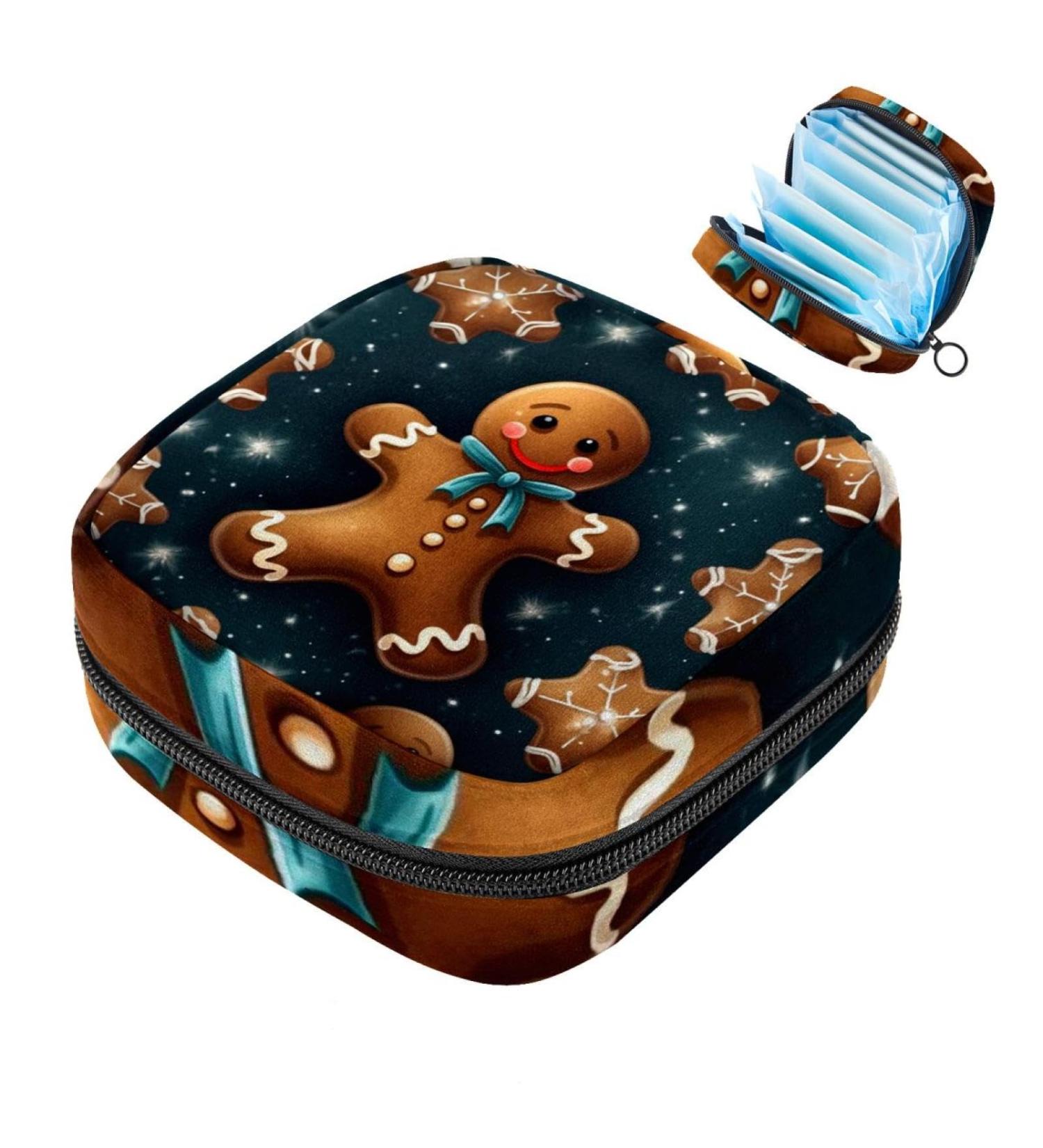 MUOOUM Christmas Gingerbread Pattern Women's Menstrual Storage Bag | Portable Zipper Bag for Teens & Women - Buy Online on GoSupps.com