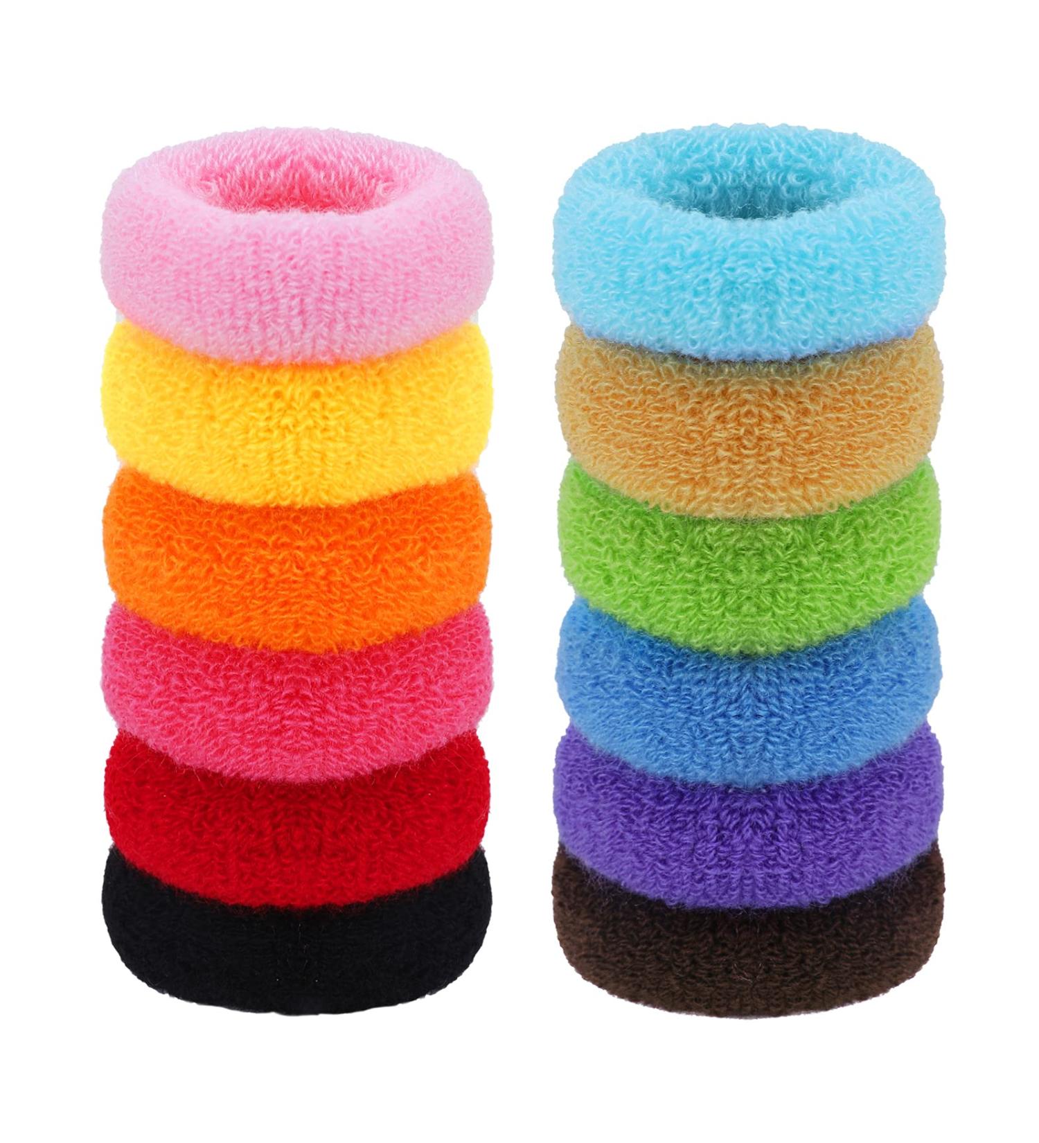 Boobeen 12 Pack Thick Hair Ties for Curly Hair - Seamless Large Hair Elastics for Women - Coloured Stretch Rubber Bands - Buy Online on GoSupps.com
