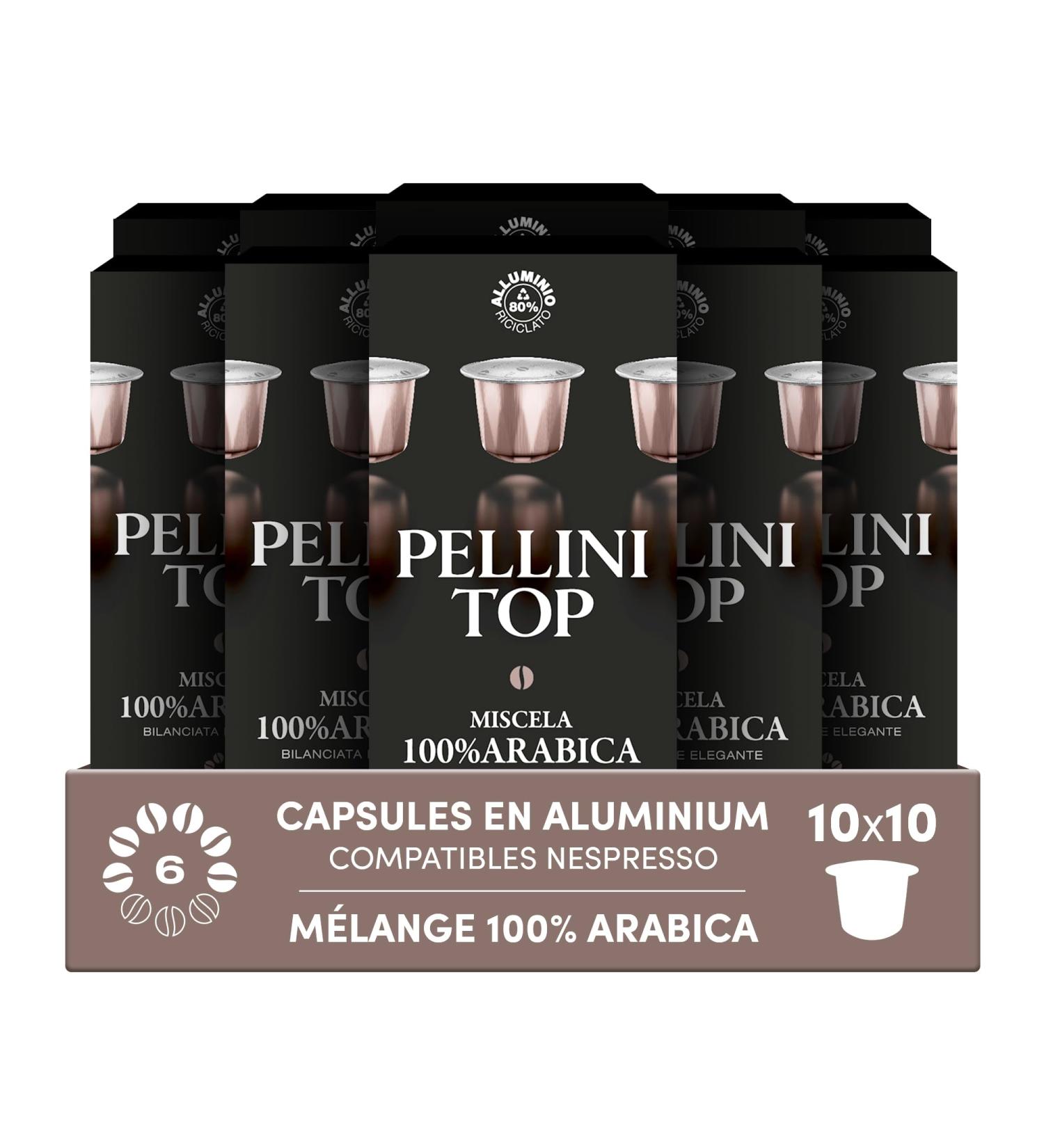 Pellini Top 100% Arabica 100 Nespresso compatible Aluminum Capsules 100% Arabica coffee with notes of cocoa and citrus 10 packs of 10 capsules - Buy Online on GoSupps.com