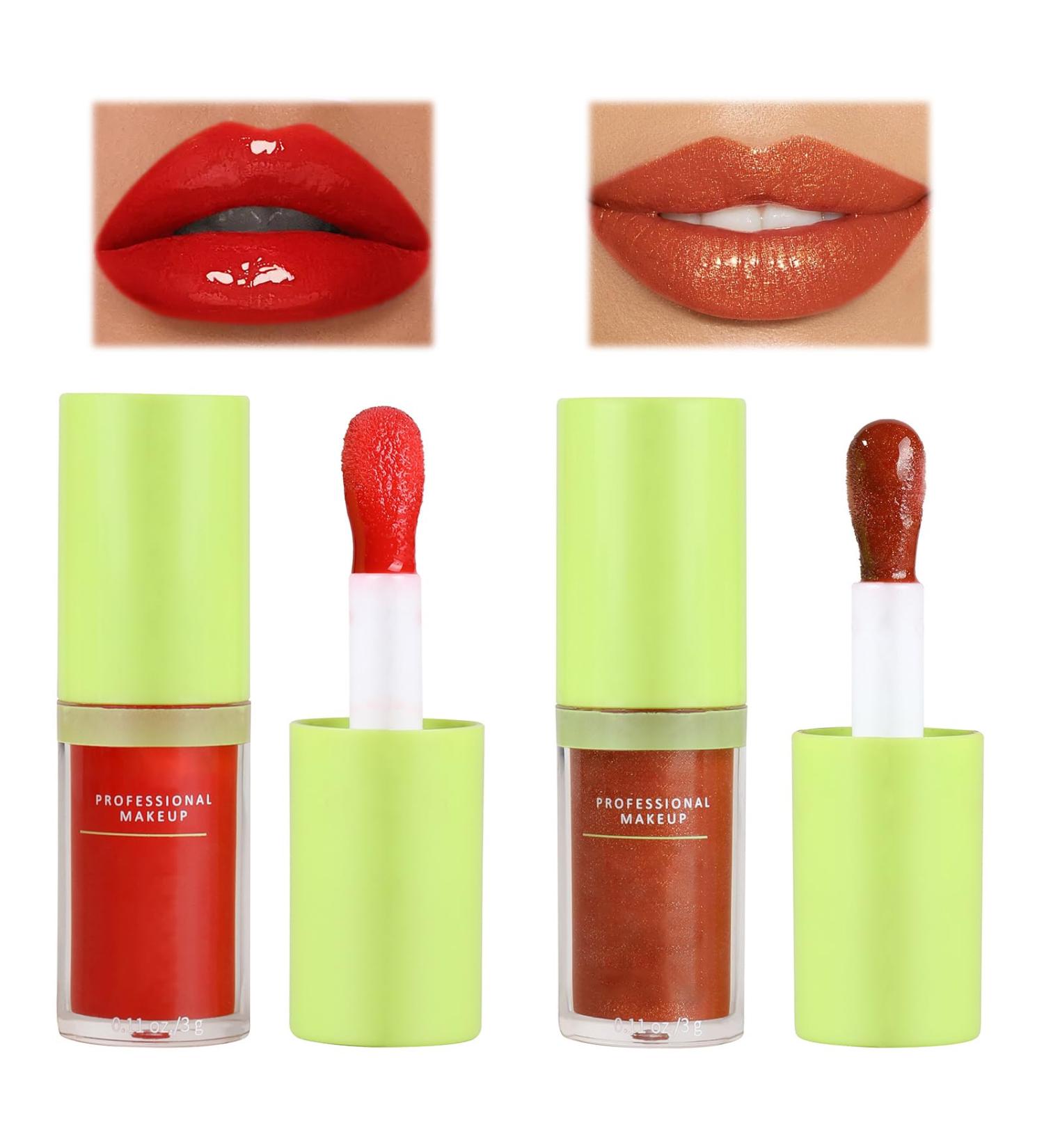HASAIKA Lip Gloss Oil Plumping Lip Oil Moisturizing Repairs Lip Wrinkles 2 Pack Colors - Buy Online on GoSupps.com