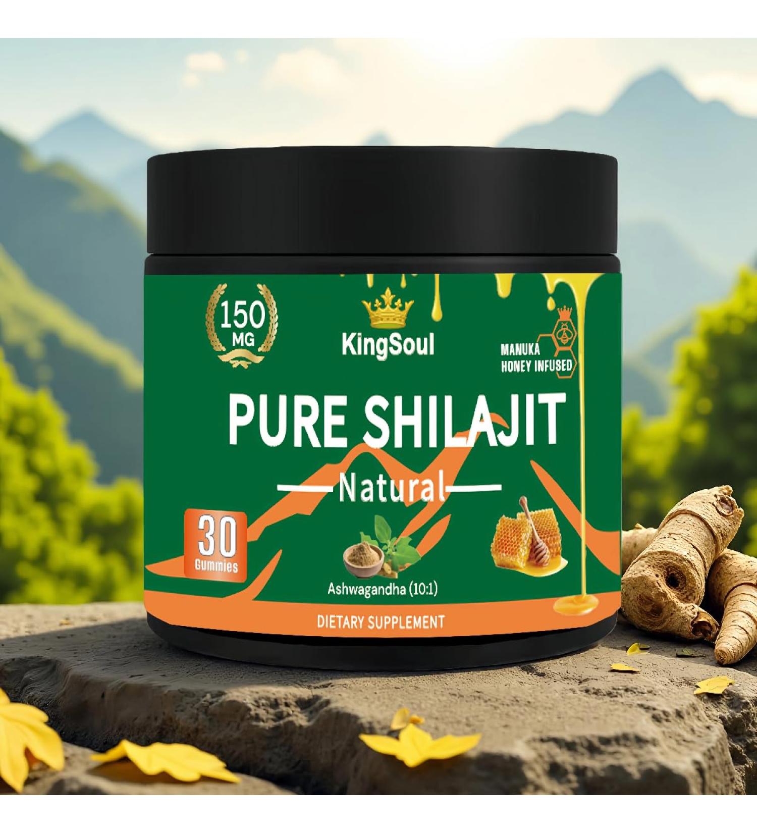 Kingsoul Shilajit Gummies with Manuka Honey Ashwagandha - Promotes Optimal Recovery Increases Energy & Endurance Supports Immune Health Better Sleep Support 150mg per Serving 30 Count - Buy Online on GoSupps.com