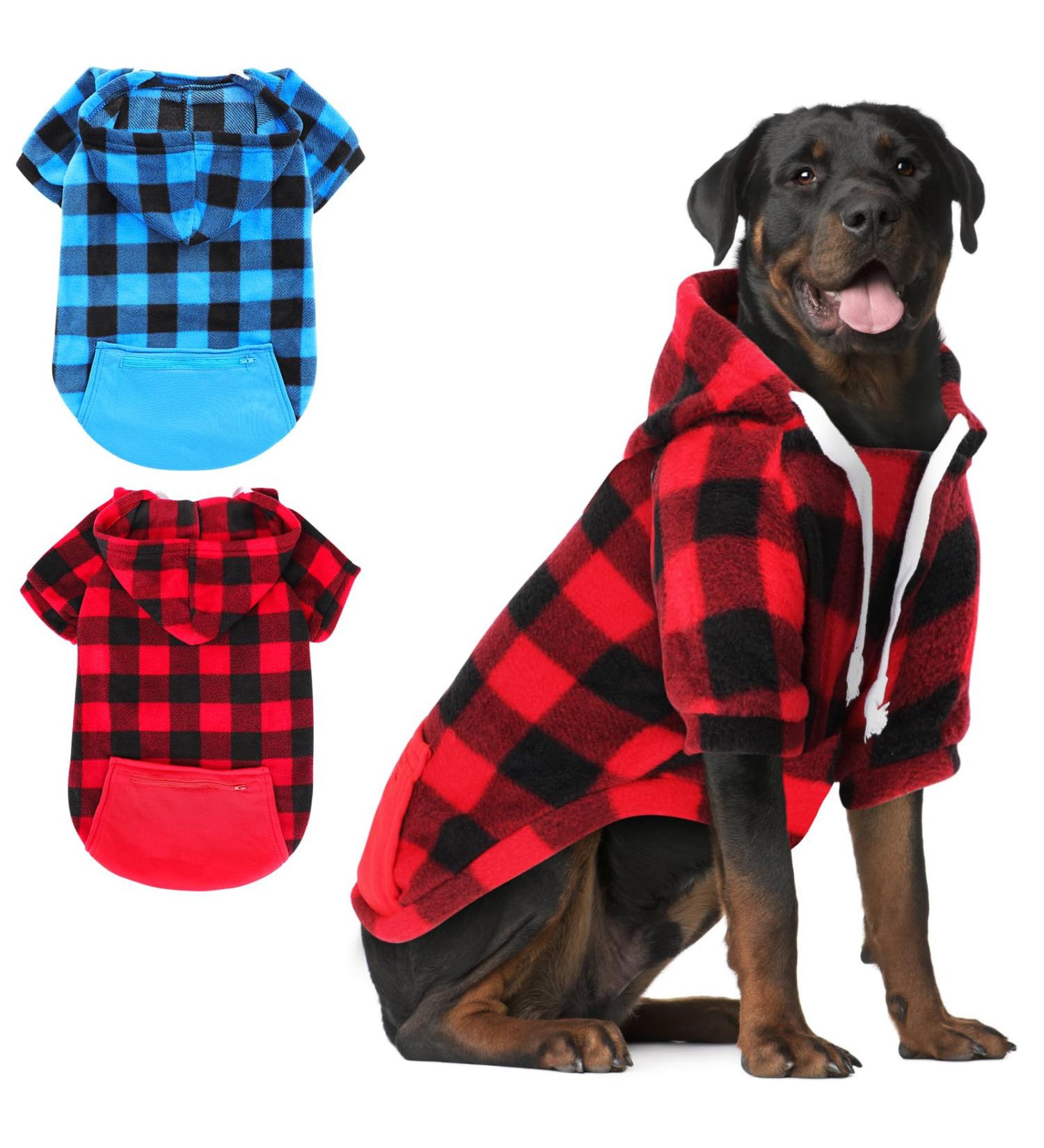 Buy Sbayool Fashionable Hooded Sweatshirts for Dogs | Stylish Red & Blue Hoodies for Large & Medium French Bulldogs - 2 Piece Set with Zip Pocket - Buy Online on GoSupps.com
