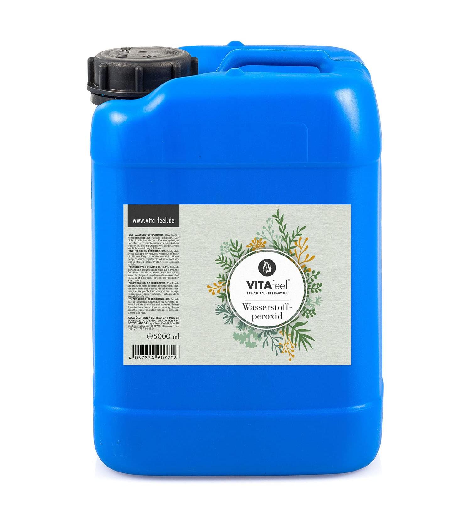 VitaFeel hydrogen peroxide 3% solution 5000 ml canister | pure quality phosphoric acid for stabilization | versatile application