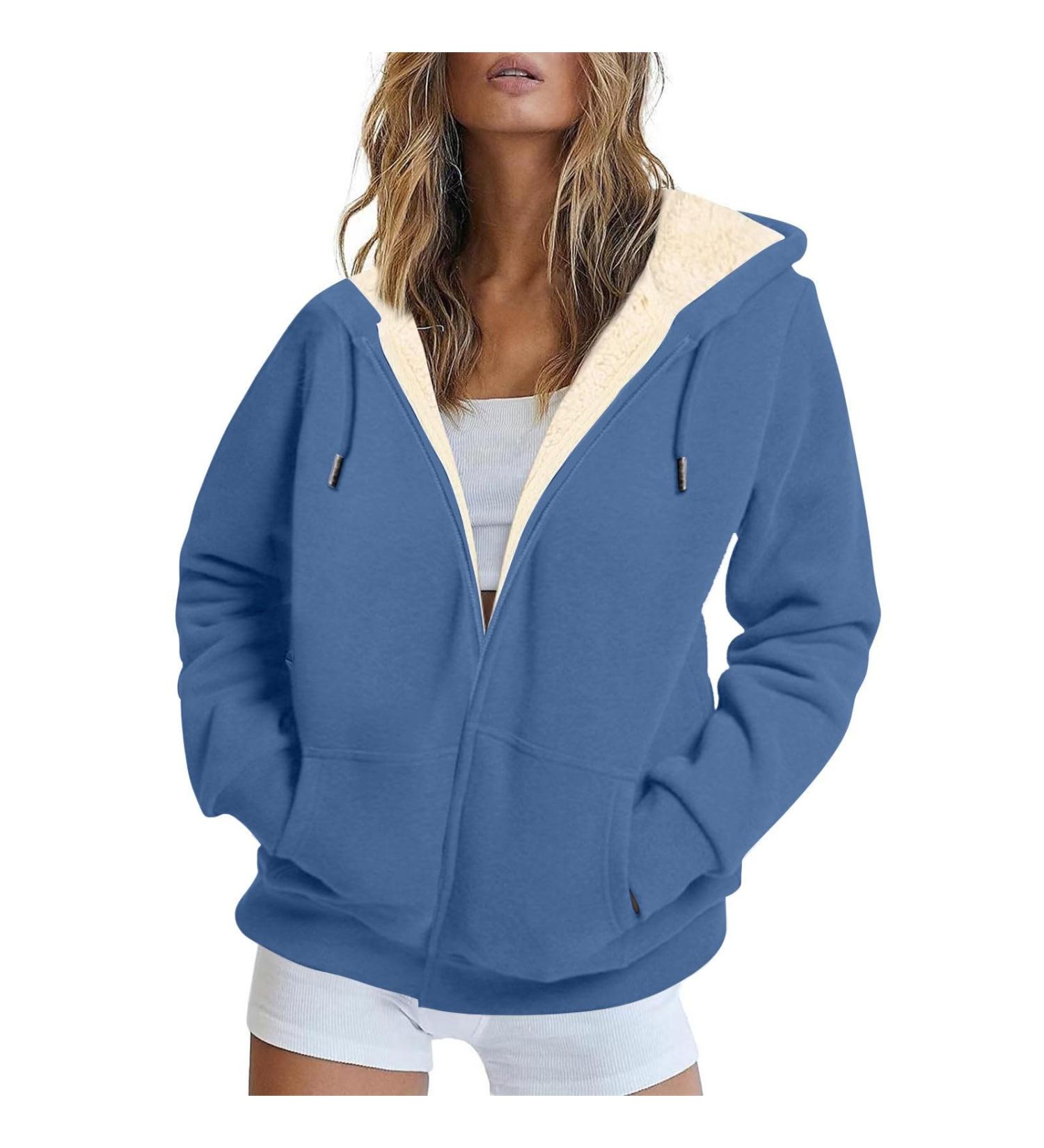 Warm Oversized Plush Hoodie Jacket for Ladies - Winter Coat & Fleece Buffer in Multiple Color Variants | 5XL - Buy Online on GoSupps.com