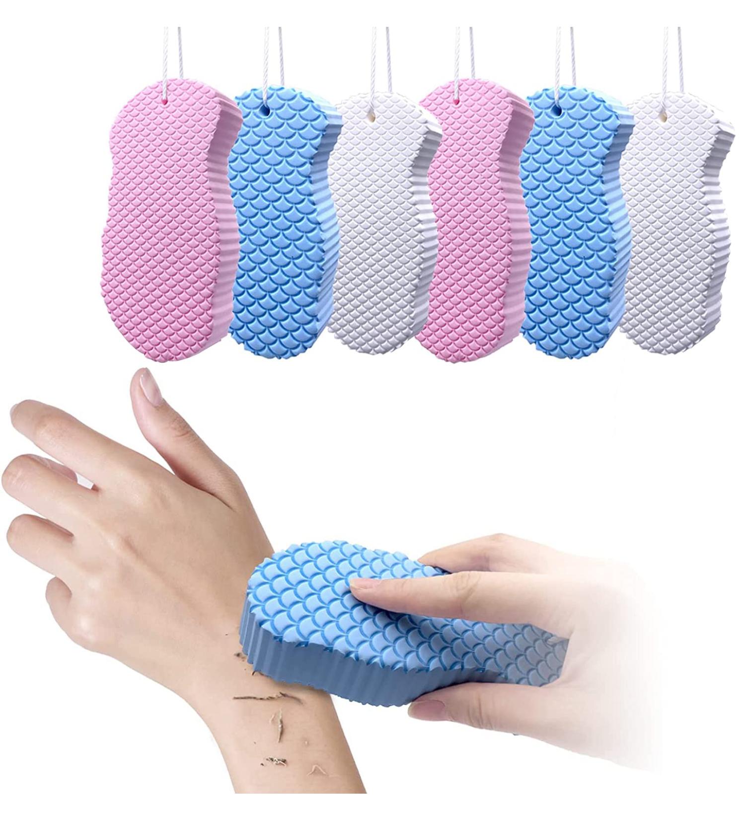 BENTFINE Super Soft Exfoliating Bath Sponge 6pcs - Ultra Soft Shower Brush for Pregnant Women, Adults, Children - Pink, Blue, White - Buy Online on GoSupps.com