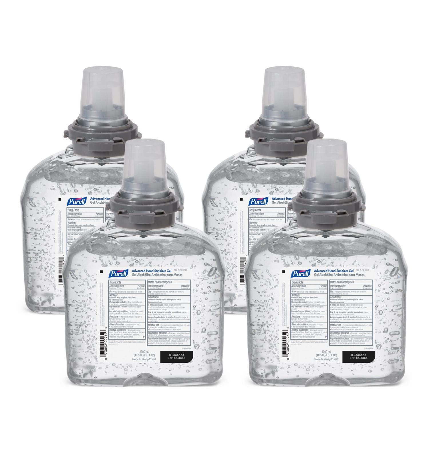 Purell Advanced Hand Sanitizer Gel 1200 mL Refill Pack for TFX Touch-Free Dispenser (4-Pack) - Buy Online on GoSupps.com