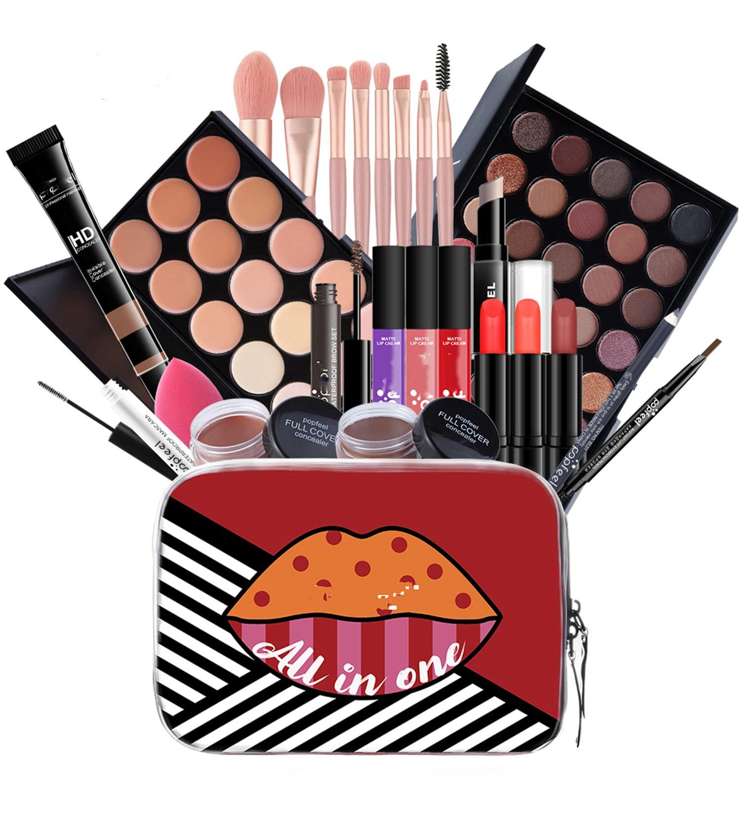 MAEPEOR 27-Piece All-In-One Makeup Kit for Women & Girls - Complete Makeup Gift Set with Eyebrow Pencil Eyeliner Eyeshadow Mascara Foundation Concealer Lip Gloss Lipstick & Brushes - Buy Online on GoSupps.com