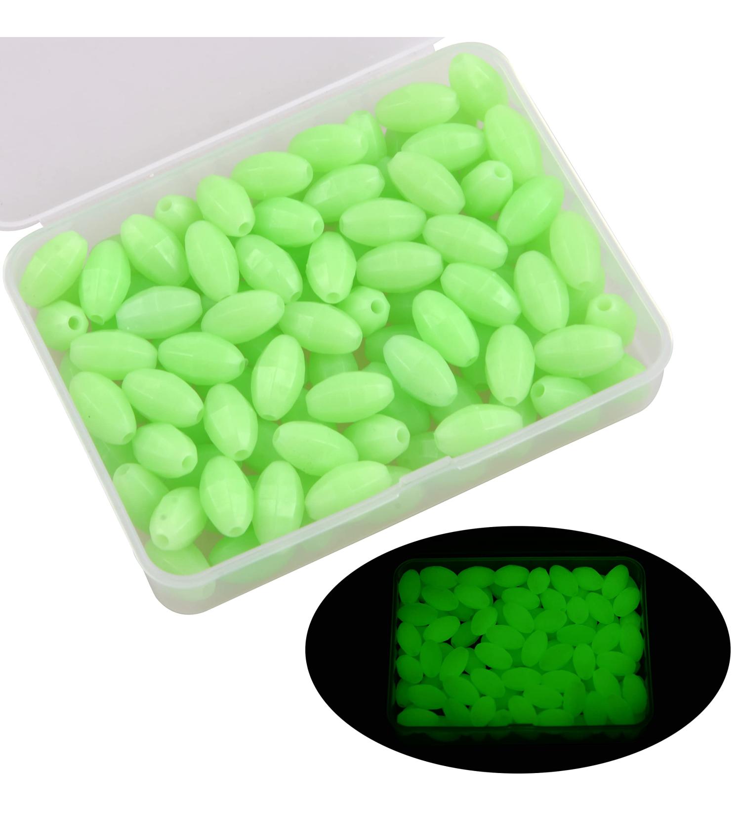 Glow Oval Fishing Beads 100pcs - Luminous Green Floating Lures 10mm x 18mm - Buy Online on GoSupps.com