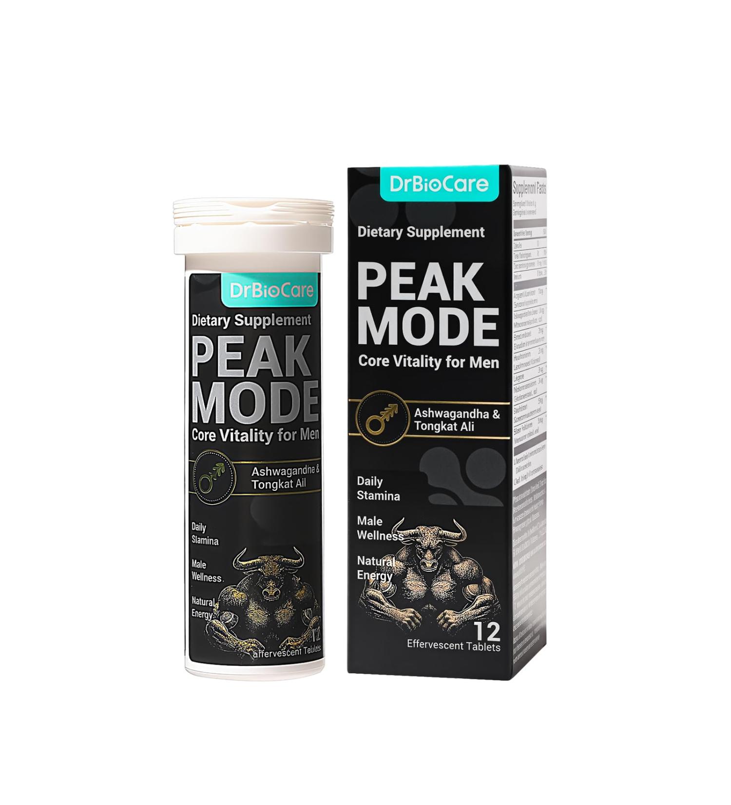 DrBioCare Peak Mode Core Vitality for Men 7-in-1 Effervescent Tablets | Tongkat Ali, Maca & L-Arginine,Ashwagandha, | Boost Stamina, Drive & Blood Flow for Good Performance | Berry Flavor 12 Tablets 12 Count (Pack of 1) - Buy Online on GoSupps.com