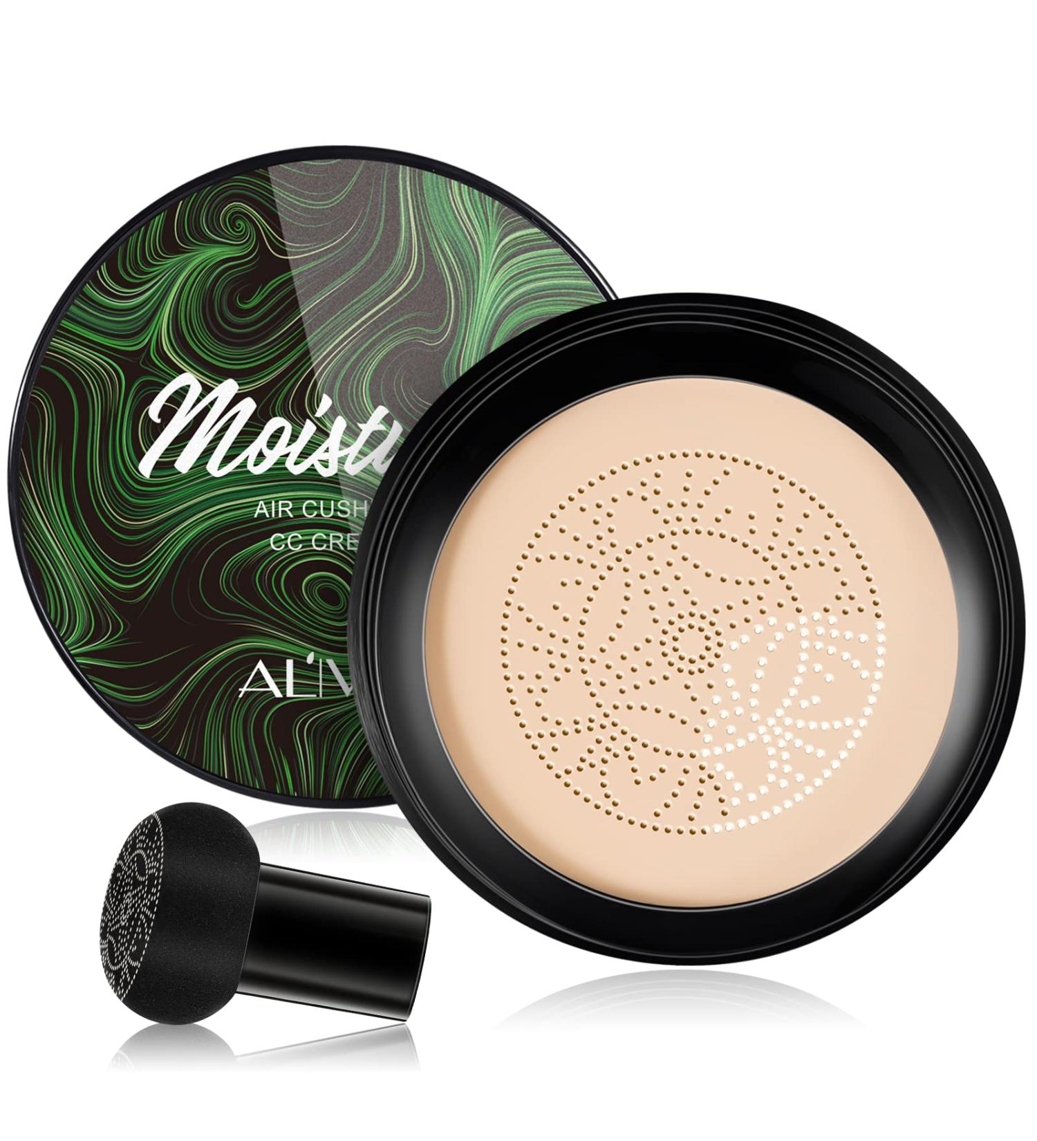 REVIGLAM Air Cushion CC Cream & Mushroom Sponge | Long Lasting Matte Moisturizing Makeup Base | Concealer for All Skin Types - Natural - Buy Online on GoSupps.com