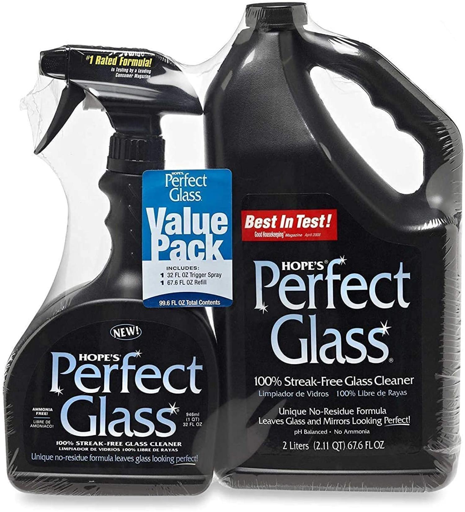 Hope's Perfect Glass Cleaner Value Pack - 32oz Spray & 67.6oz Refill Bottle | Pack of 1 - Buy Online on GoSupps.com