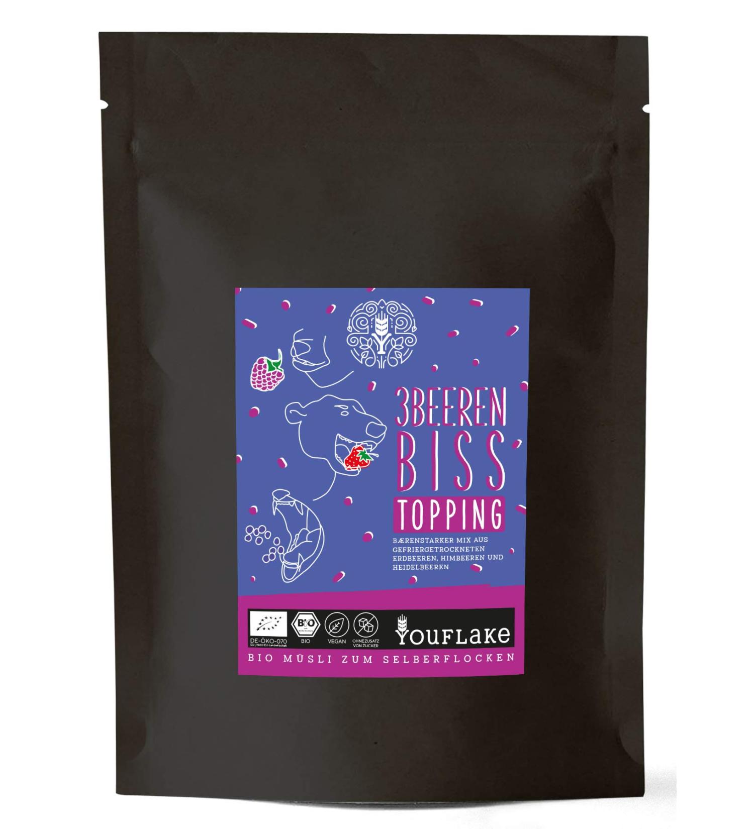  YouFlake YouFlake 3BEEREN BISS | Organic mix of dried strawberries raspberries and blueberries | 210 g - Buy Online on GoSupps.com