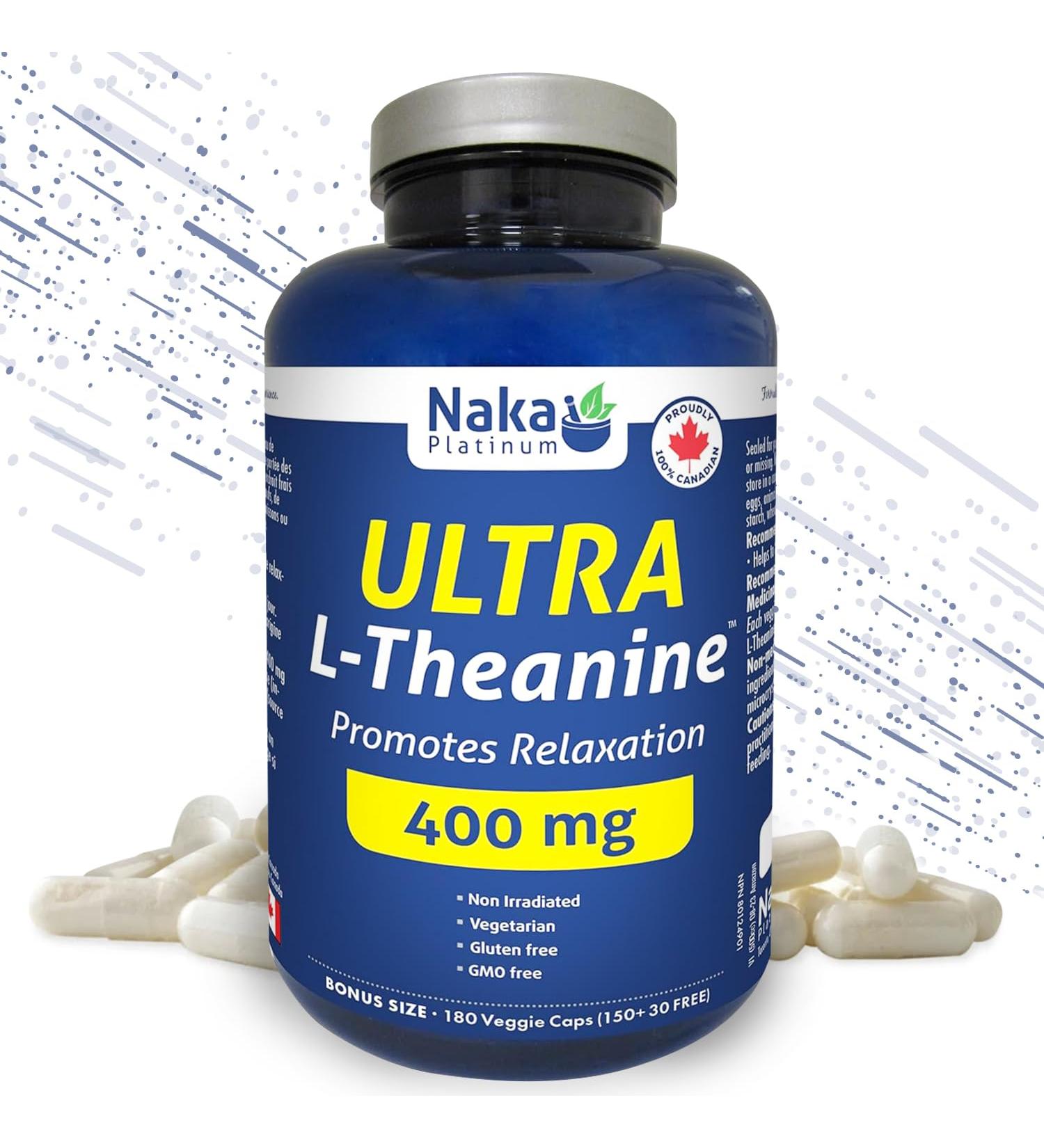 Naka Platinum Ultra L-Theanine 400mg Promotes Relaxation (180 vcaps) 180 count (Pack of 1) - Buy Online on GoSupps.com