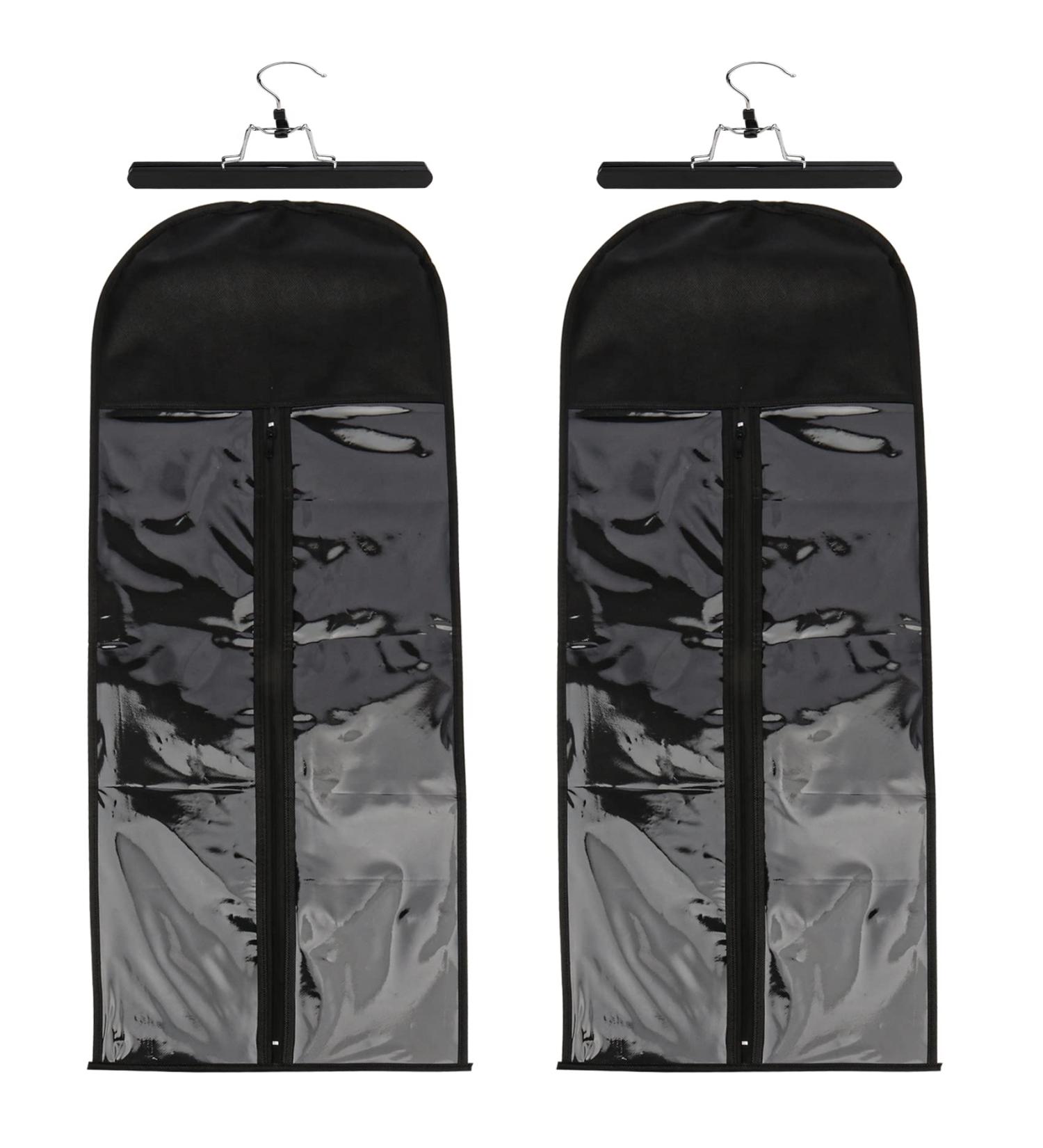 2 PCS Extra Long Hair Extension Storage Bag with Hanger - Black | Dust-Proof, Waterproof, Portable | Transparent Zip Closure | 31.5 Inch - Buy Online on GoSupps.com