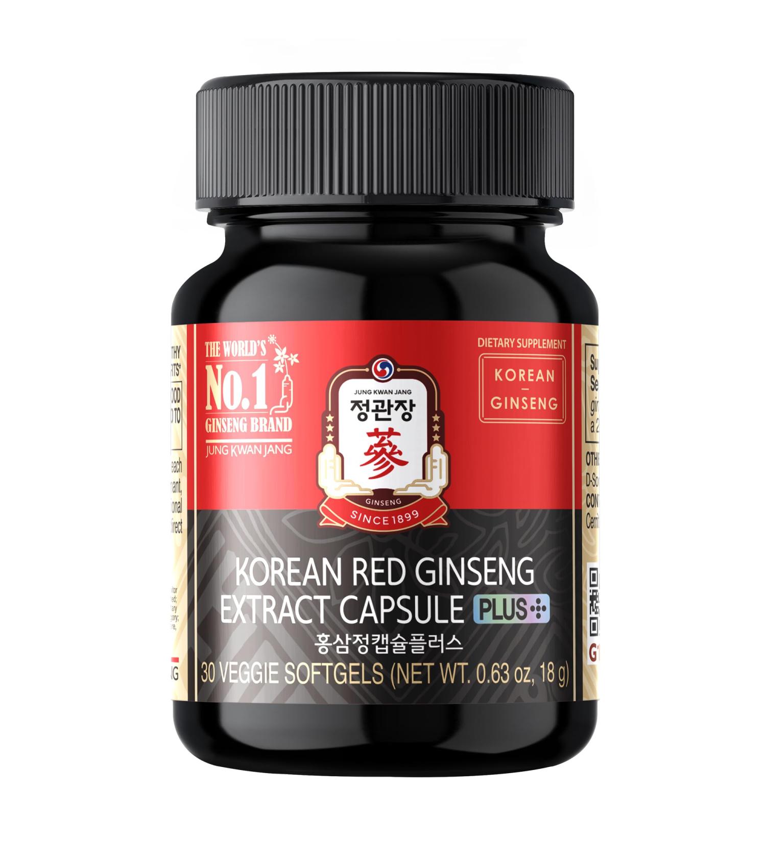 JUNG KWAN JANG Korean Red Ginseng Extract Capsule Plus - All-in-One Energy Support Vegan Supplements - No Caffeine & Non-GMO (30 Capsules) - Buy Online on GoSupps.com