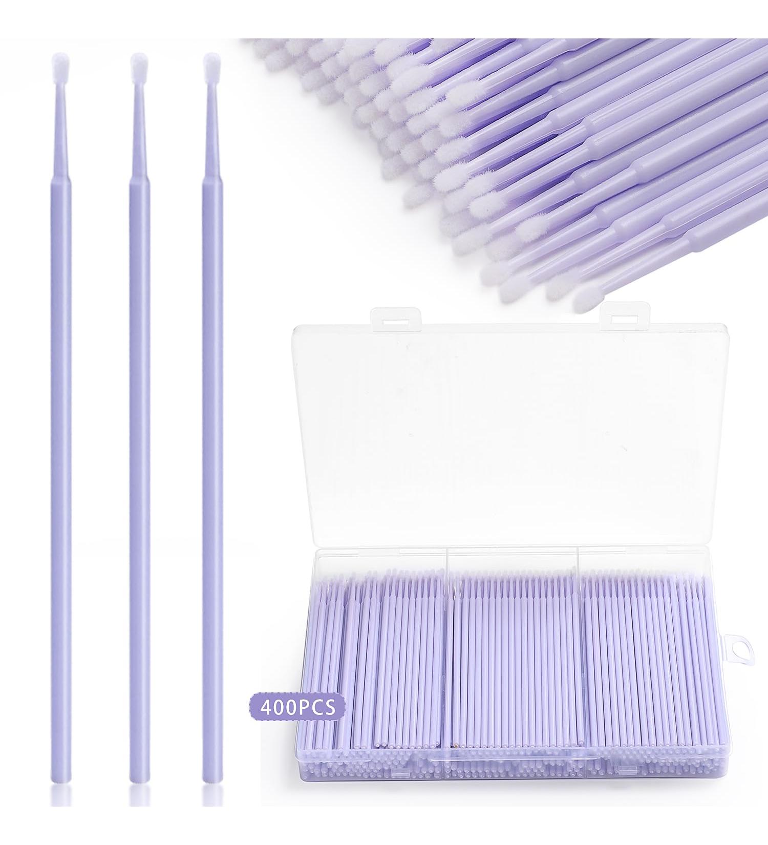 Jassins Micro Applicator Brush - 400 Pieces for Eyelash Extensions & Makeup Application | Precision Fussy Swabs in Light Violet - Buy Online on GoSupps.com