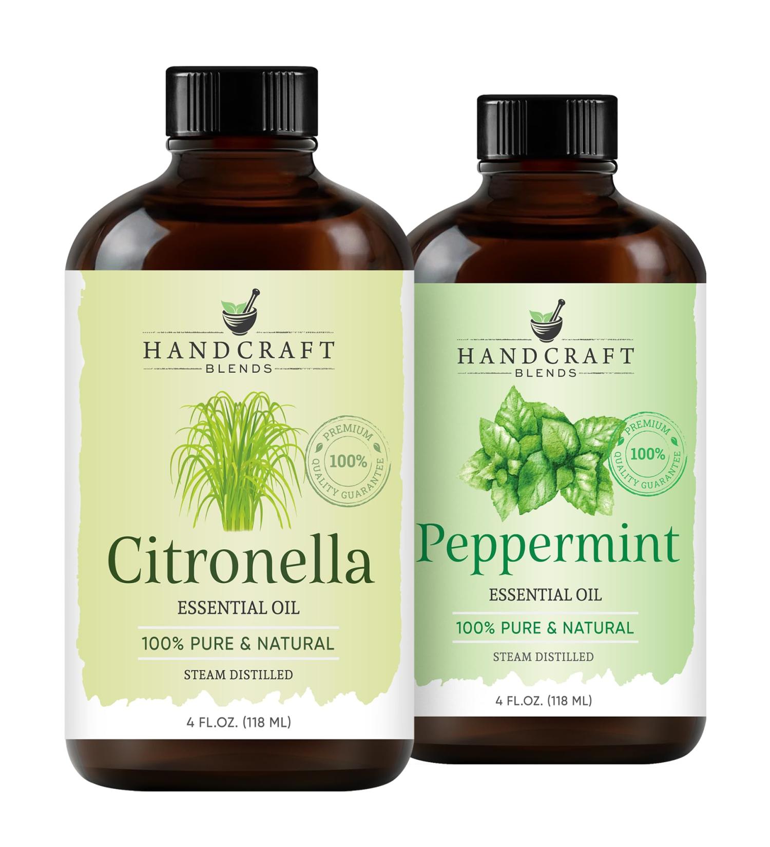 Handcraft Blends Outdoor Fresh Set: Peppermint and Citronella Essential Oils (2 x 4 Fl Oz) 100% Pure & Natural for Diffuser Aromatherapy and DIY Projects - Buy Online on GoSupps.com