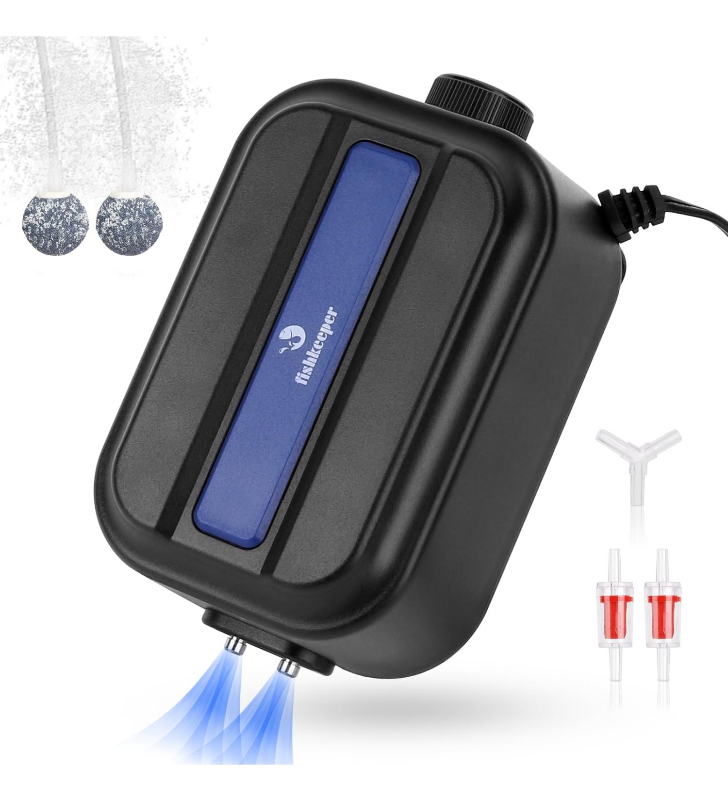 Fishkeeper Quiet Air Pump for Aquariums | 2.5W 5W 8W Models for Tanks up to 570L | 500LPH Max Air Flow - Buy Online on GoSupps.com