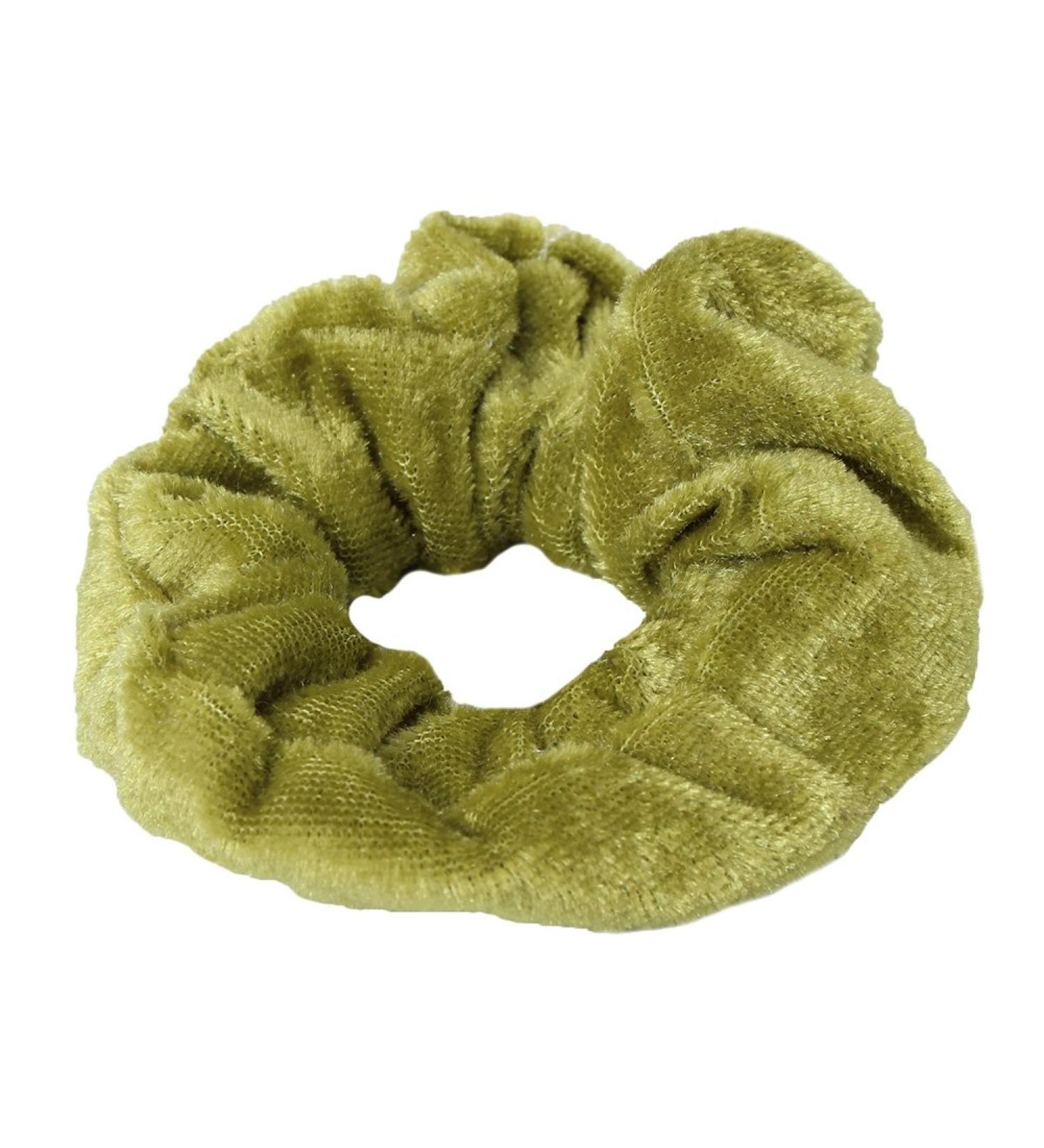 JUSTFOX Velvet Hair Ties Ponytail Holder Scrunchie Velour Green