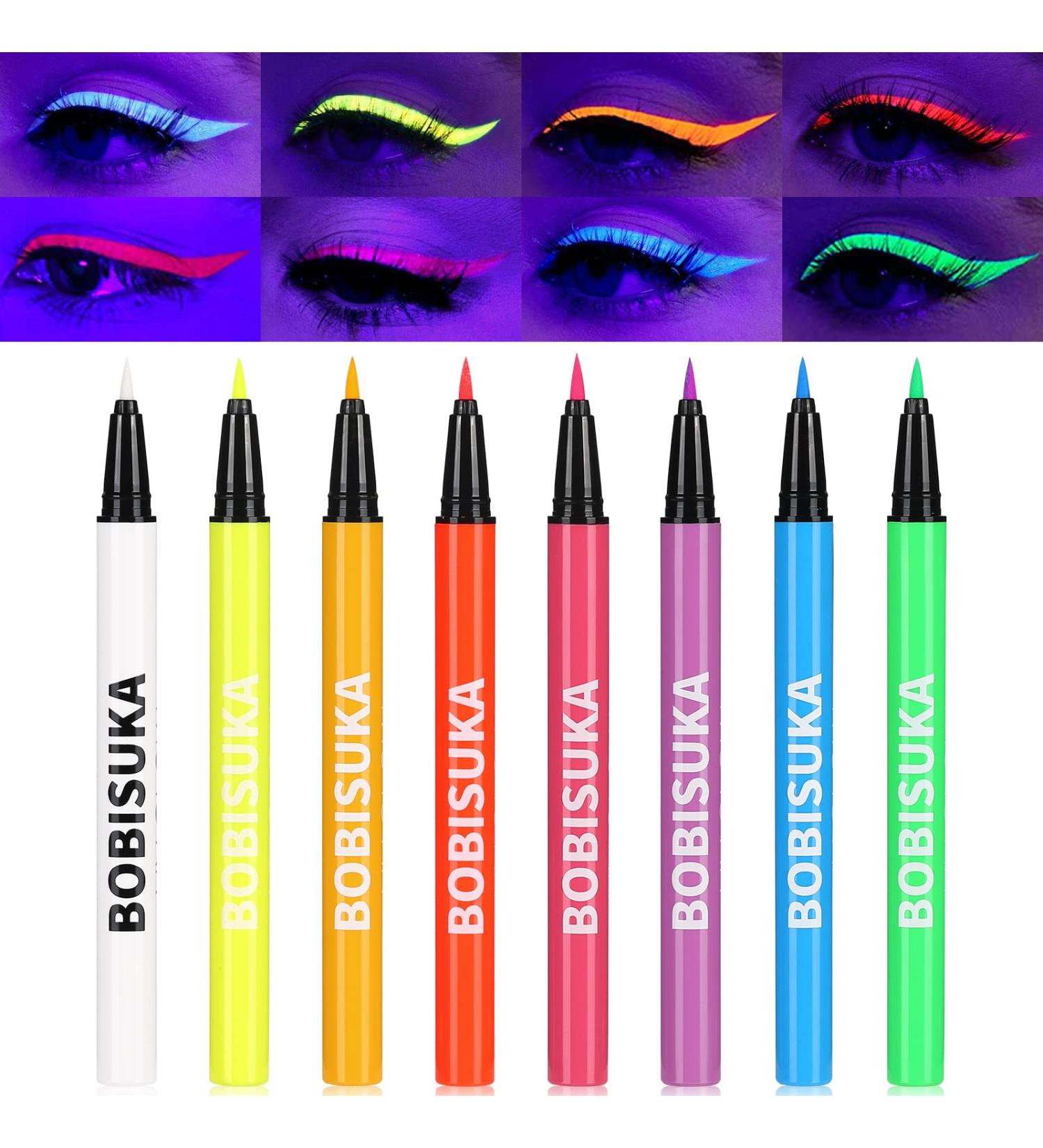 BOBISUKA UV Glow Neon Liquid Eyeliner Set - 8 Matte Colors | Waterproof Smudge-proof Pigmented Graphic Liners | Eye Makeup Gift Kit - Buy Online on GoSupps.com