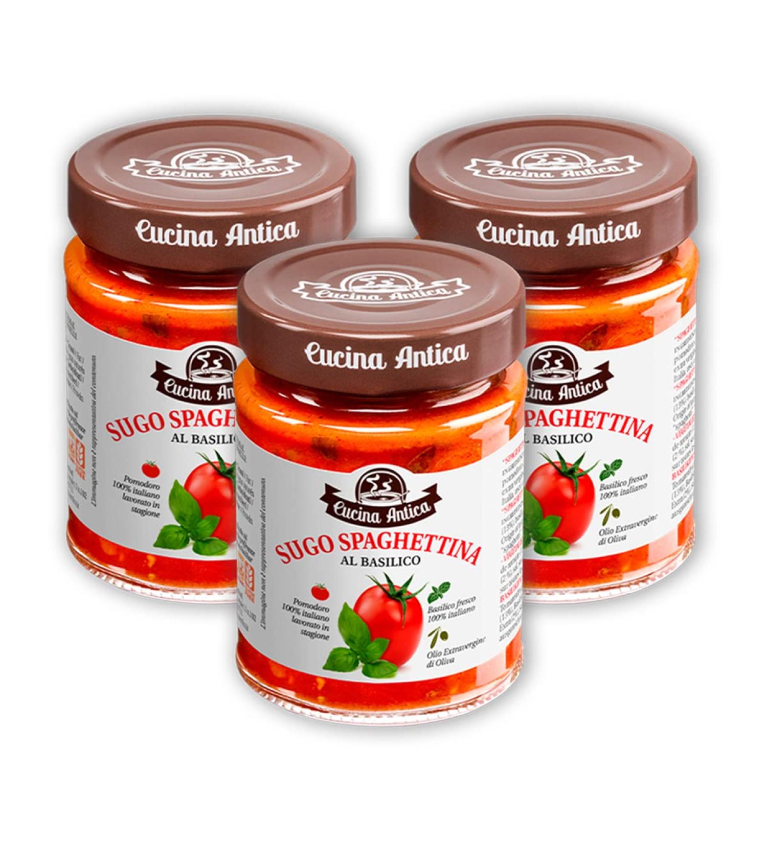 Cucina Antica - Spaghettina au Basilic - 3 Pots de 230 g