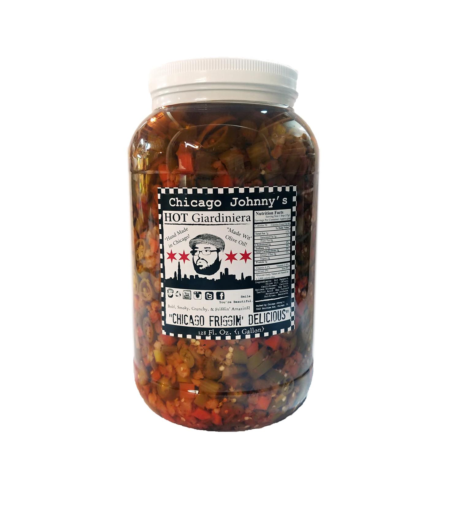 Gourmet Hot Giardiniera Gallon In Olive Oil Hand Made 128 fl oz
