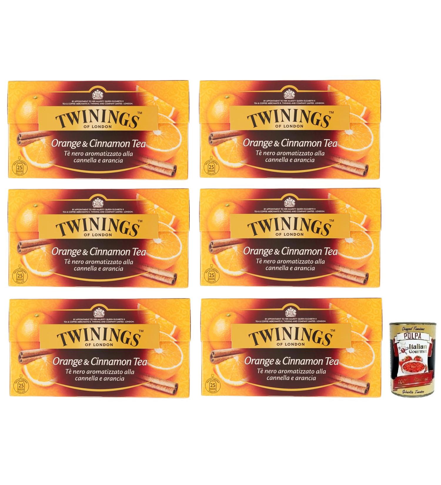  Italian Gourmet E.R. Twinings Cinnamon and Orange Flavored Black Tea Black Tea with Cinnamon and Orange Pack of 25 Filters + Italian Tin Gourmet Tomato Pulp 400 g - Buy Online on GoSupps.com