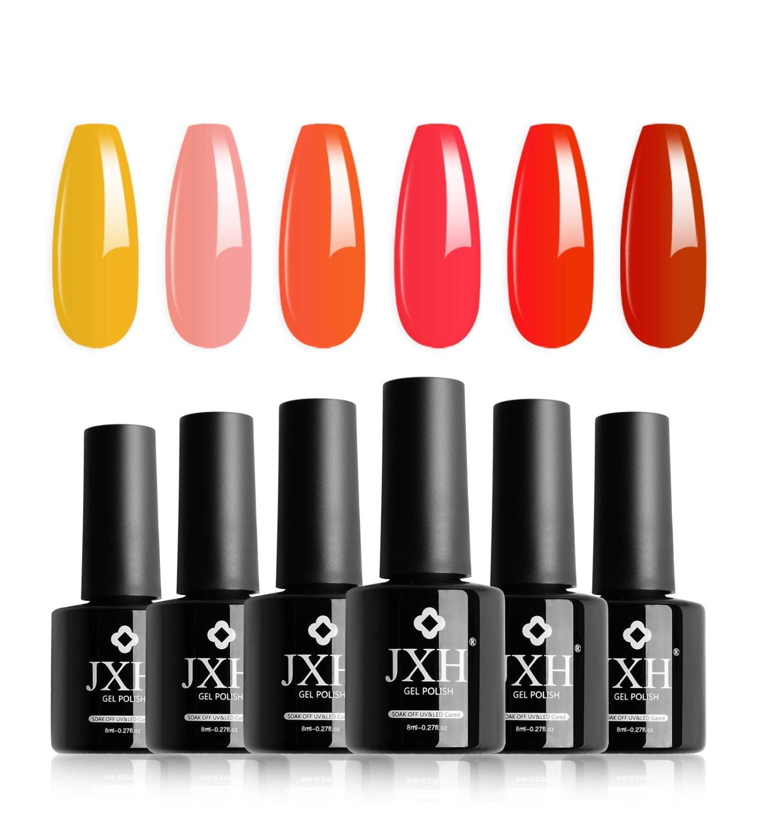 JXH Gel Nail Polish Set - 6 Trendy Orange Shades for Salon & Home Manicures - Buy Online on GoSupps.com