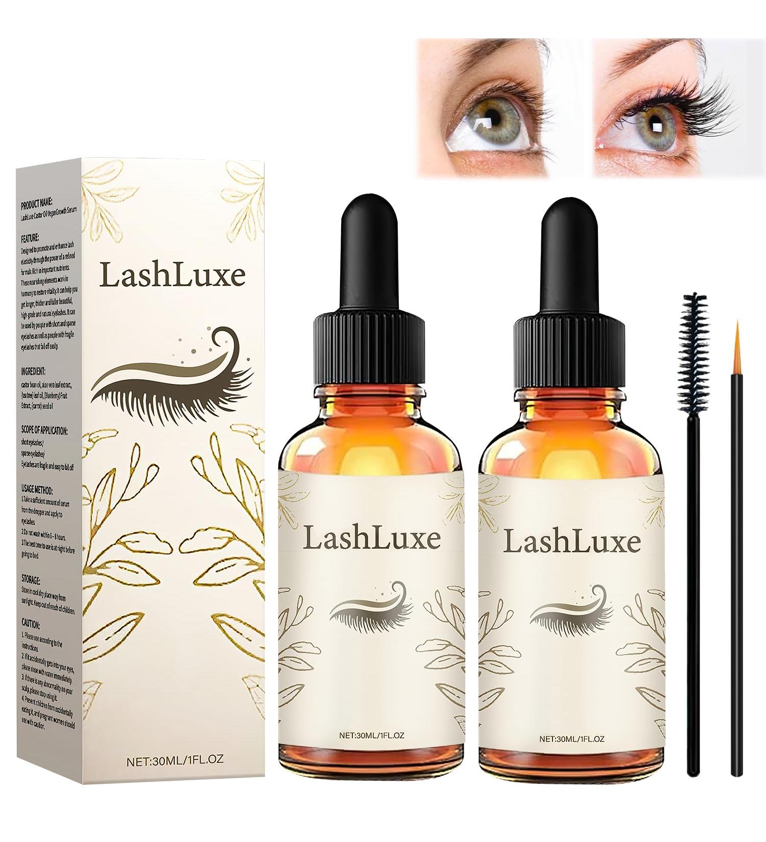 LashLuxe Castor Oil Vegan Growth Serum - Promote Longer Thicker Eyelashes (2 Piece) | International Shipping Available - Buy Online on GoSupps.com