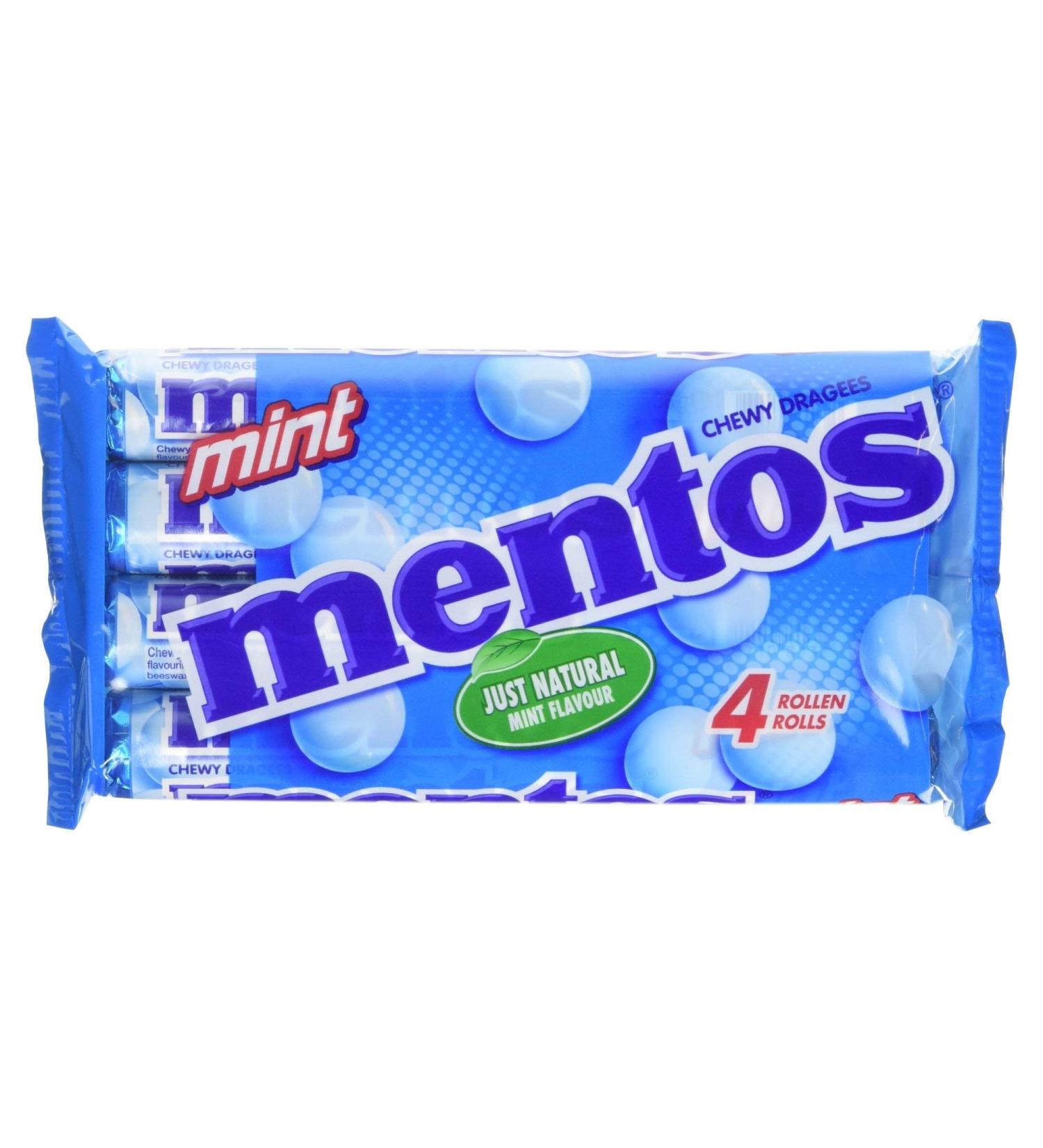 Mentos Chewy Dragees Rolls Mint 4 x 38g - Buy Online on GoSupps.com