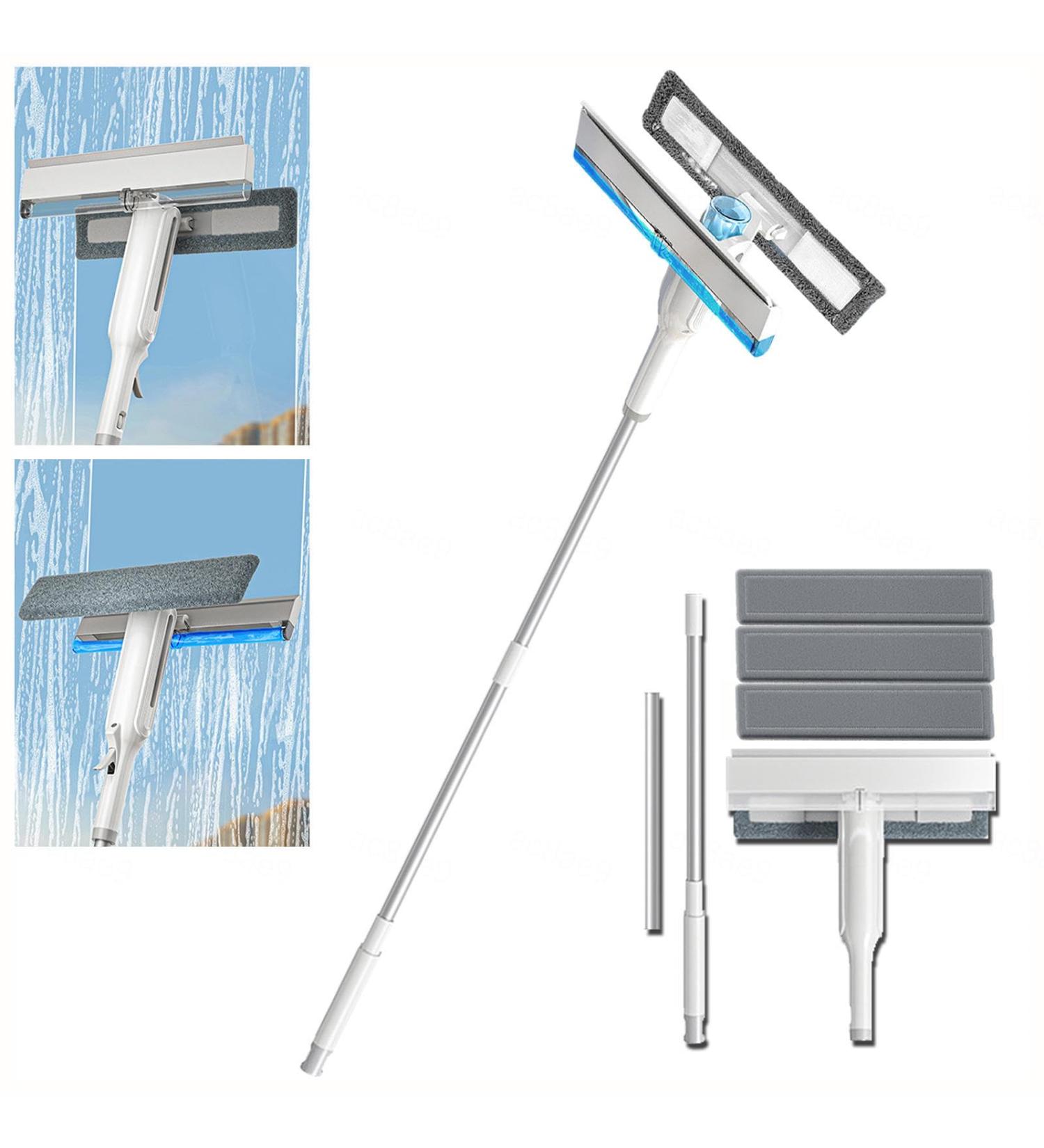 Spray Window Squeegee for Home with Sewage Collector and 3 Pads 4 in 1 Window Washing Squeegee with Extension Pole Car Squeegee for Bathroom Window Mirror Tile Wall - Buy Online on GoSupps.com
