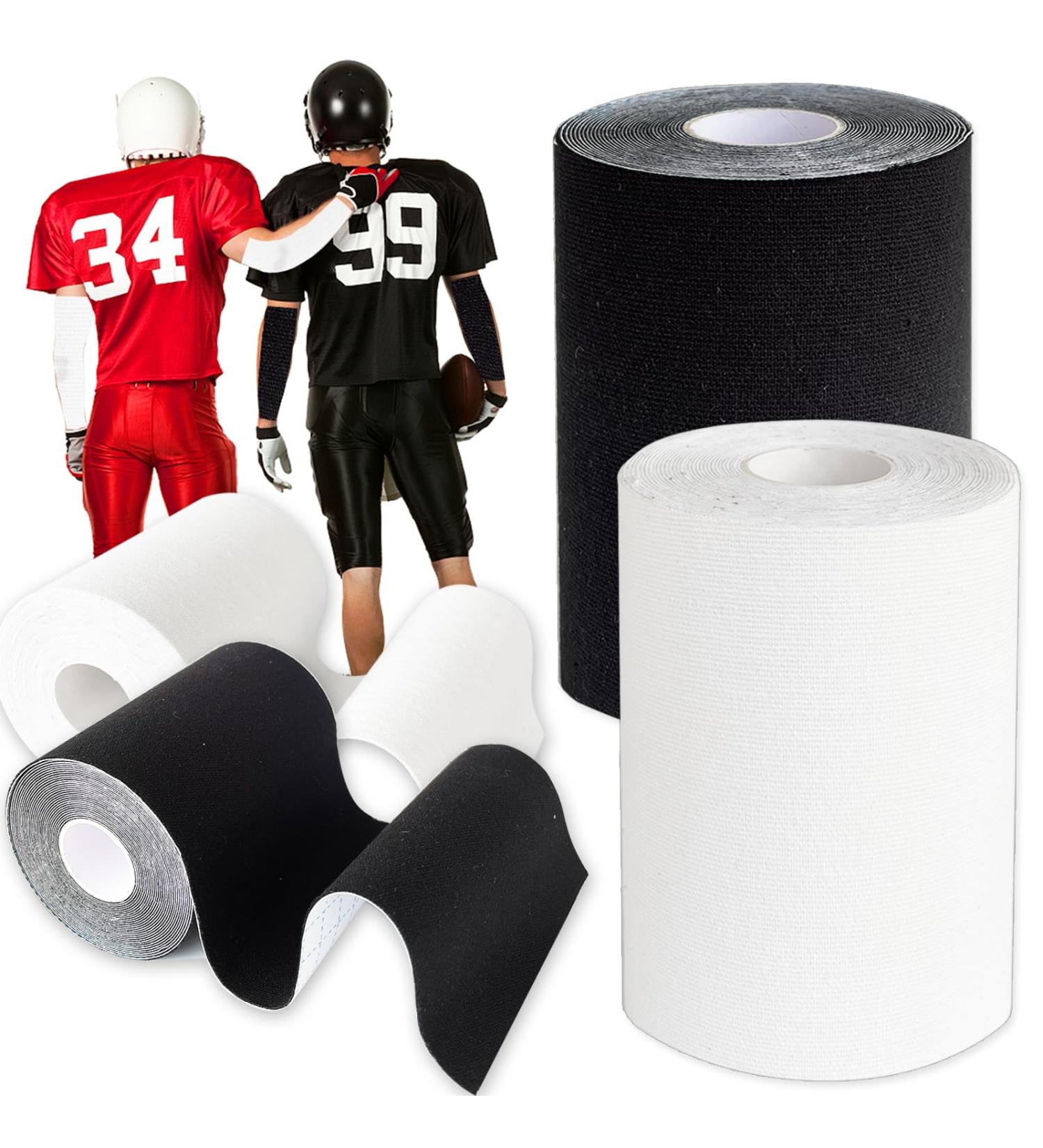 Buy 2 Rolls Football Turf Tape - 10.9 Yards Extra Wide Athletic Arm Tape - Ultra Sticky Sports Tapes for Elbow Protection (Black White - Buy Online on GoSupps.com