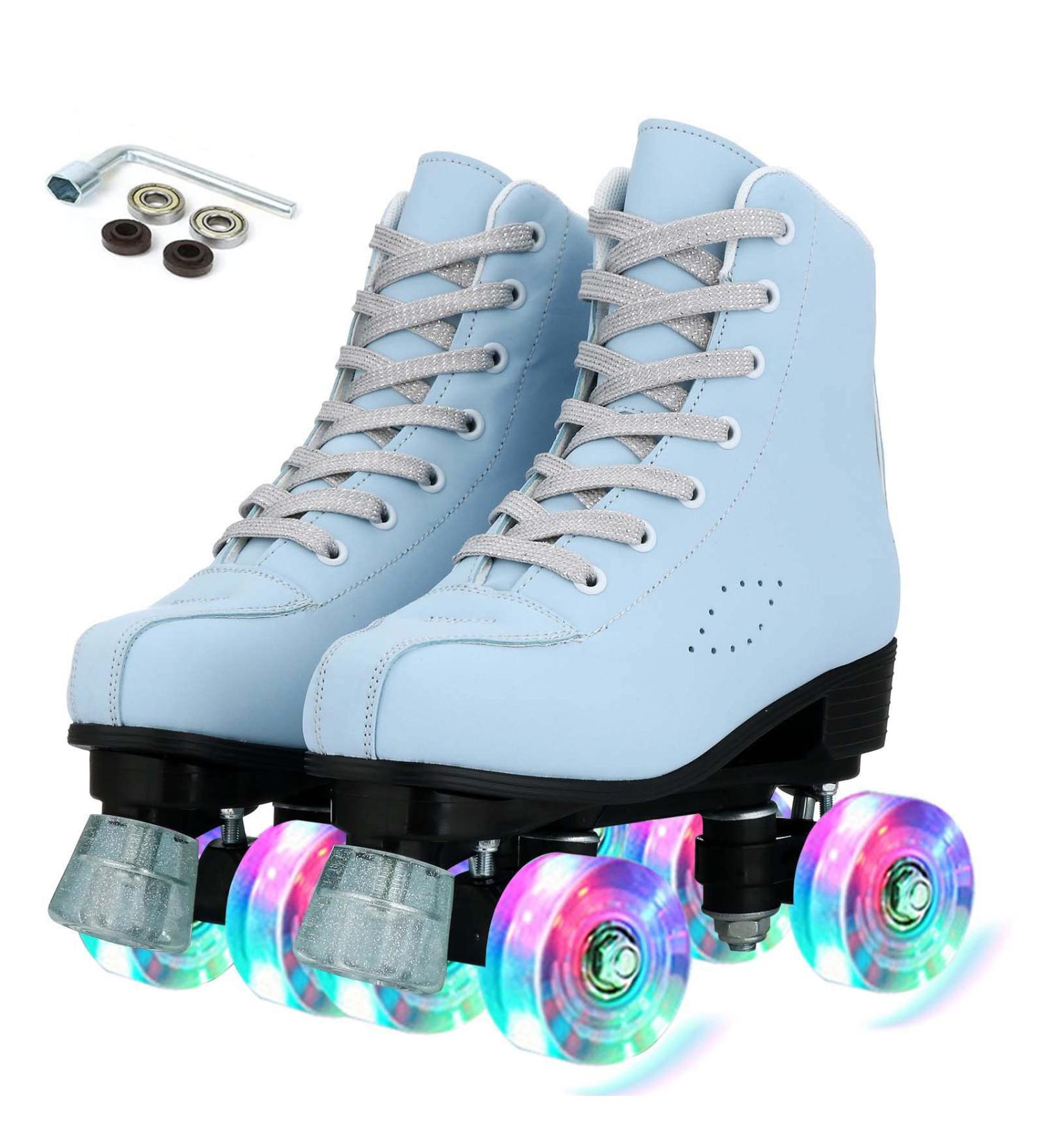 Jessie PU Leather Roller Skates for Women | Adjustable Holographic Speed Skates | Indoor/Outdoor Roller Skates for Adults & Girls Boys (Size 38) - Buy Online on GoSupps.com