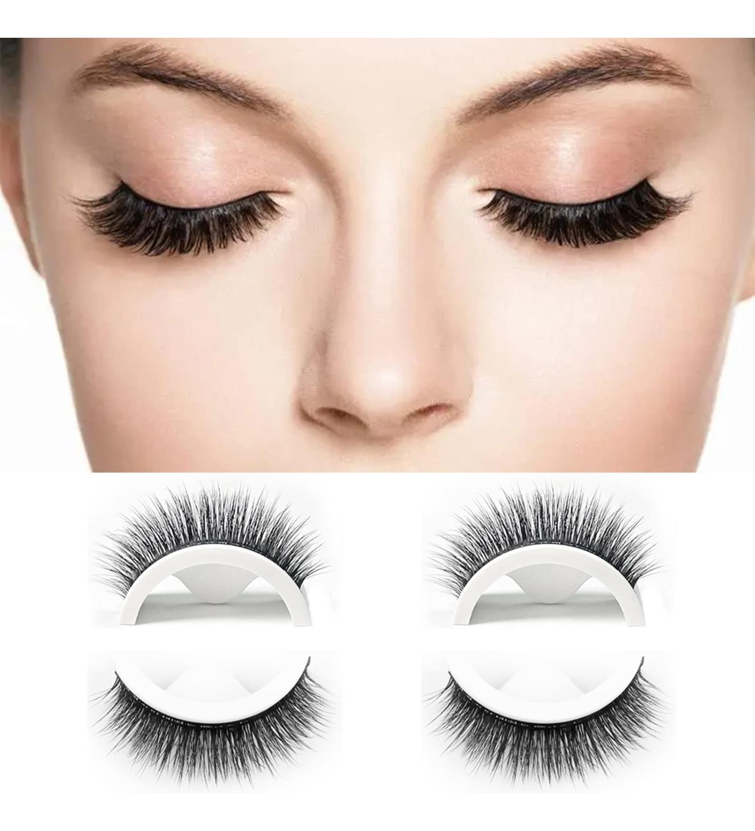 Reusable Self Adhesive False Eyelashes No Glue or Eyeliner Lashes Eyelashes Easy To Put On Non-slip Waterproof Self Sticking False Lashes for Women 2 Pairs (F02) - Buy Online on GoSupps.com