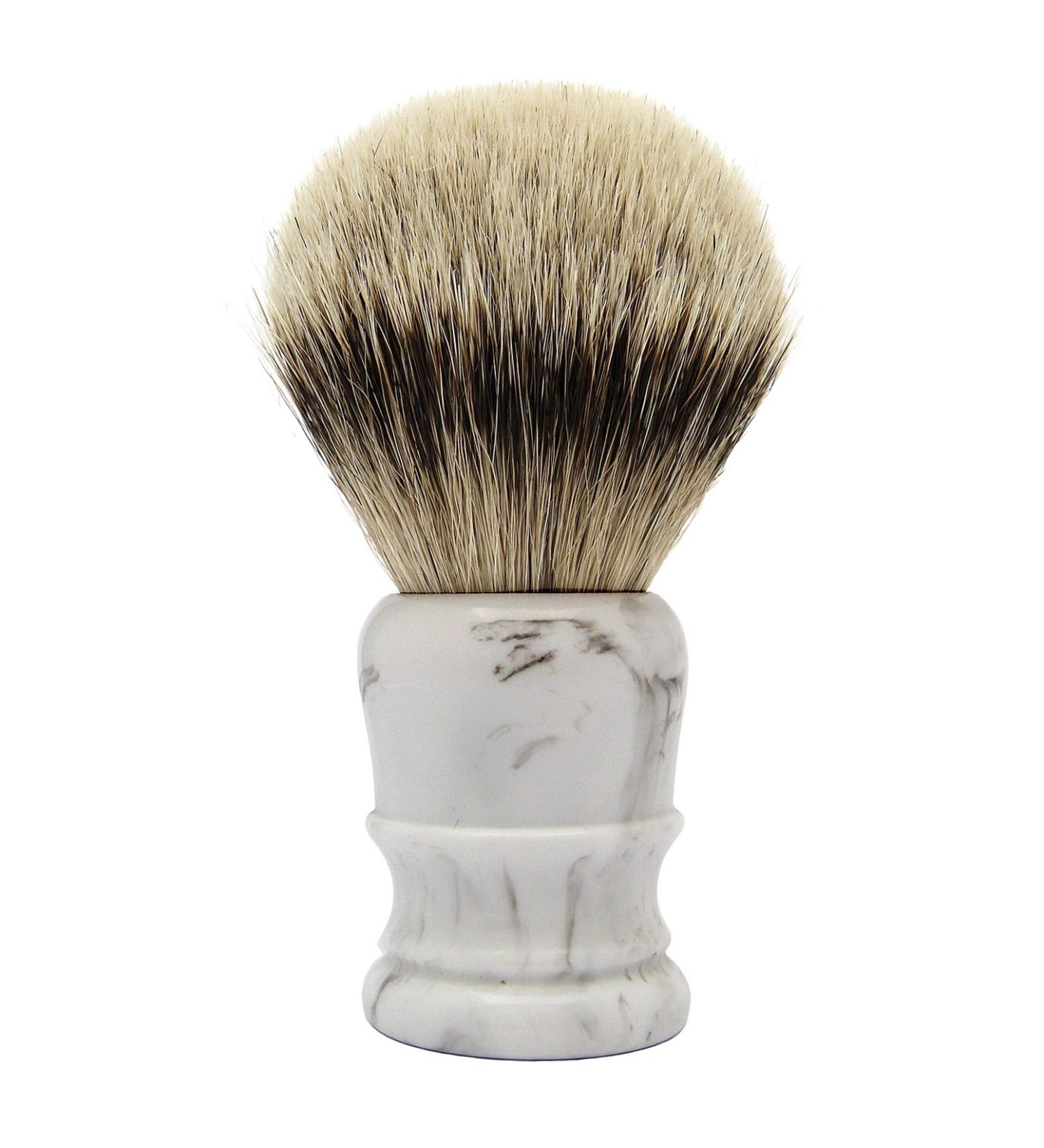 Shaving brush marble - badger hair silvertip - top quality