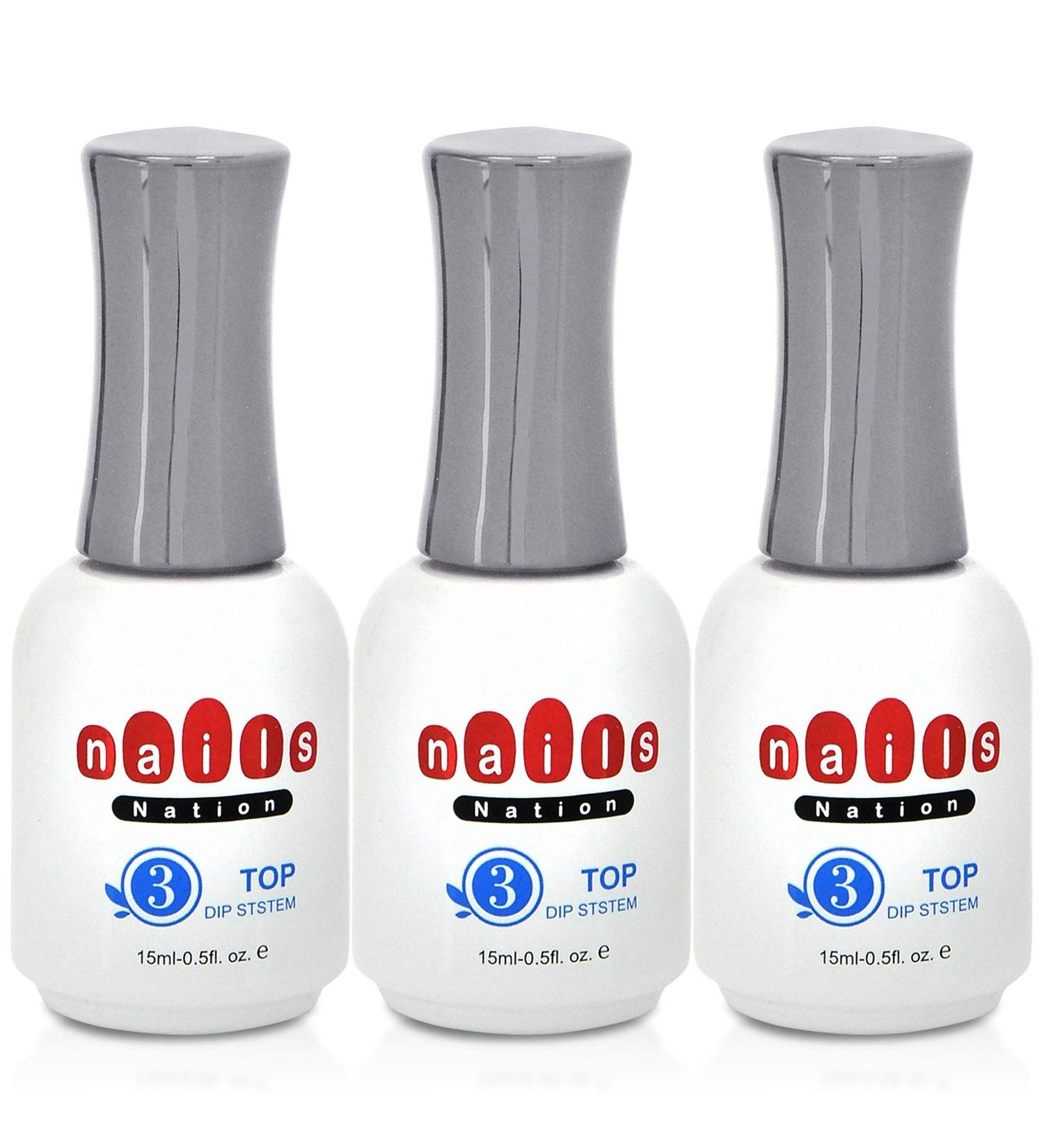 Dip Powder Top Coat Set - 3 x 15ml Bottles for 21 Days of Vibrant Nails | No UV/LED Needed - Buy Online on GoSupps.com