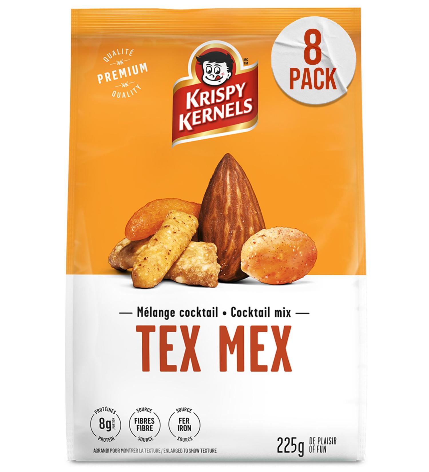 Krispy Kernels Tex Mex Cocktail Mixed Nuts - Premium Quality Nuts Rich in Fibre Iron & Protein Freshly Roasted Peanuts for Roadtrips Picnics Hikes & Movie Night Snacks 8 x 225g - Buy Online on GoSupps.com