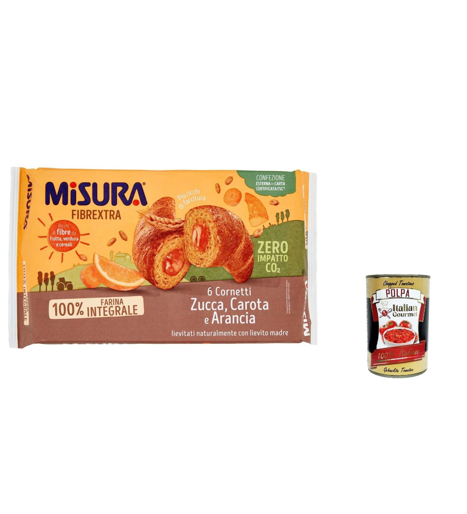  Italian Gourmet E.R. Misura Cornetti Fibrextra Arancia Fibrextra Pack of 12 orange carrot and pumpkin croissants 100% wholemeal flour 300 g + 400 g - Buy Online on GoSupps.com