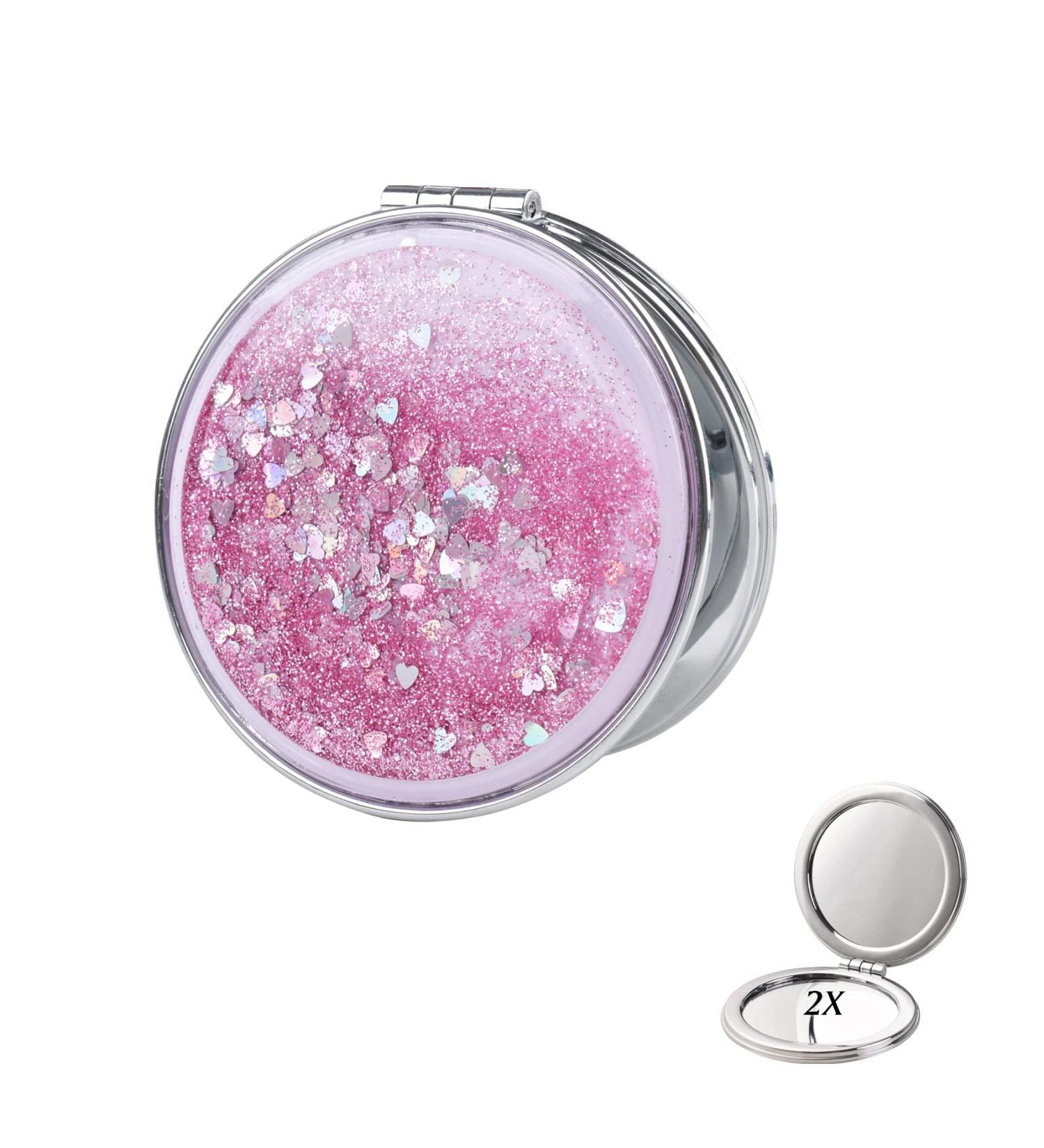 JIABEIUS Compact Mirror Magnifier - Quicksand Pink | Portable Folding Mirror for Purses - Buy Online on GoSupps.com
