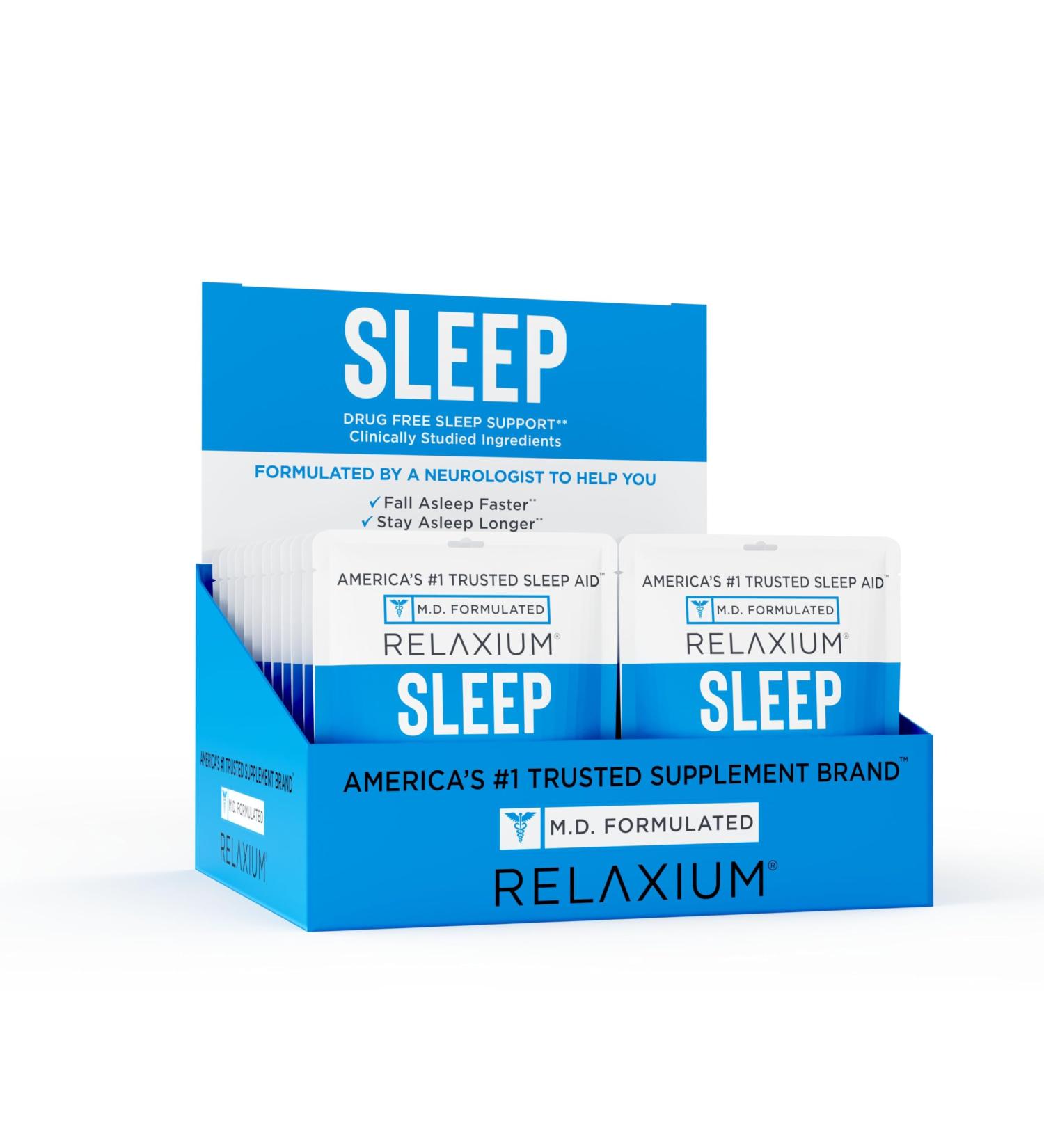 Relaxium Sleep Aid 24 Travel Pouches (6 Capsules Each) 5mg Melatonin Magnesium Valerest Ashwagandha Non-Habit Forming - Buy Online on GoSupps.com