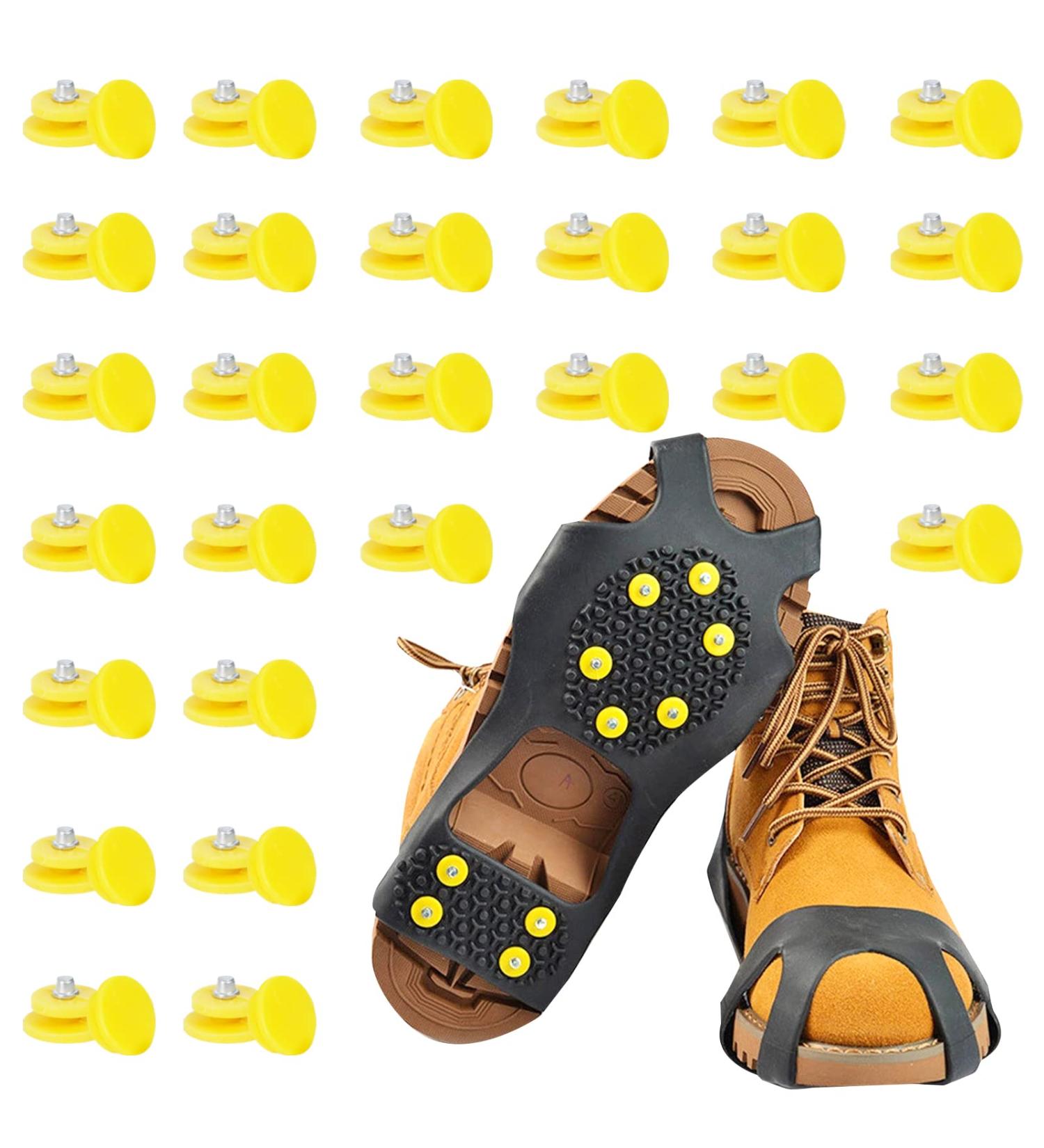 ZZXLLRO 80Pcs Anti-Slip Steel Ice Cleats Replacement Studs - Yellow Micro Spikes for Men Hiking Winter Outdoor - Buy Online on GoSupps.com