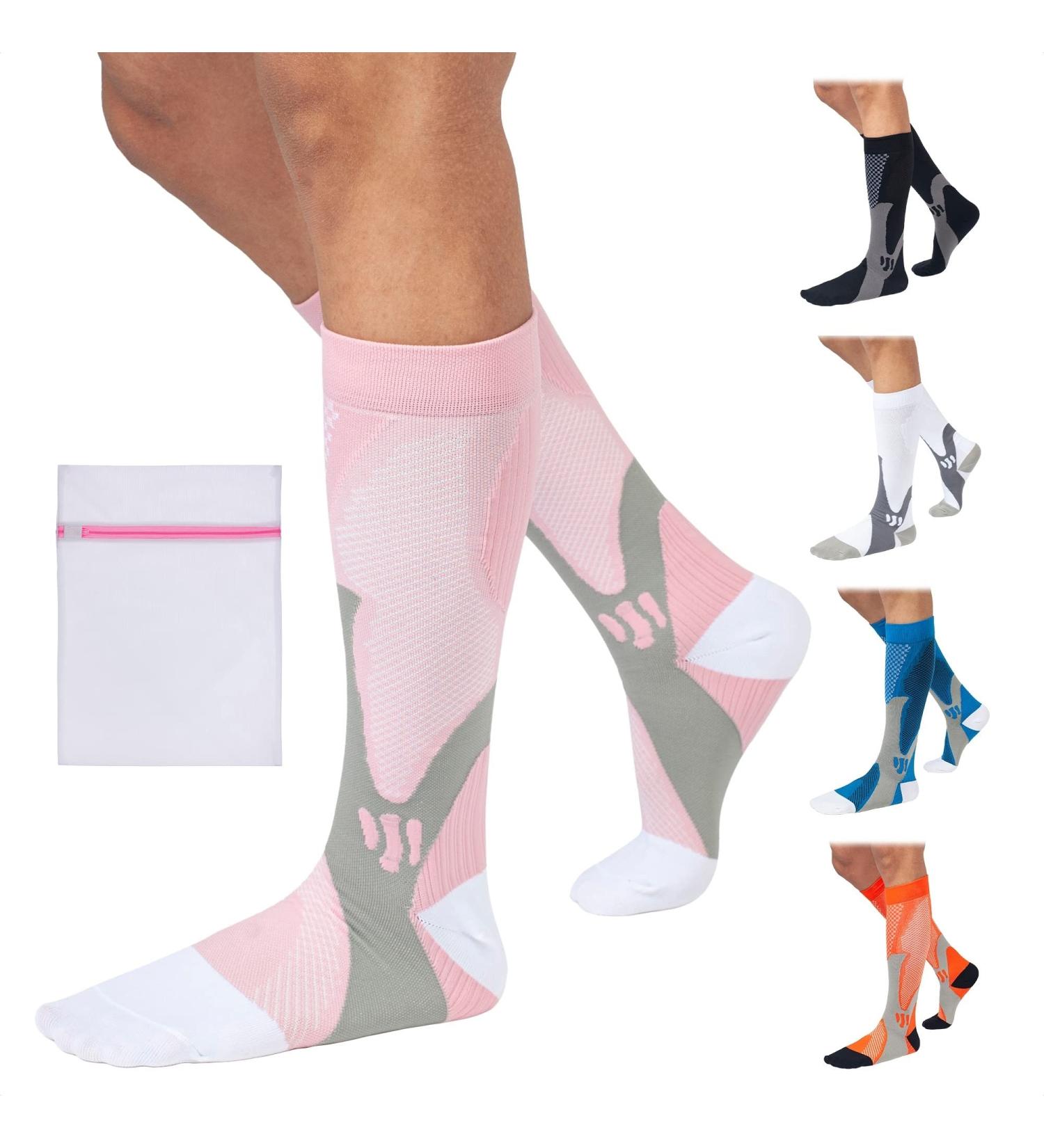 360 RELIEF Copper Compression Socks - Graduated Athletic Fit for Women & Men | Running, Nurses, Shin Splints, Flight Travel, Maternity, Pregnancy | Boost Stamina | XXL Pink + Mesh Laundry Bag - Buy Online on GoSupps.com